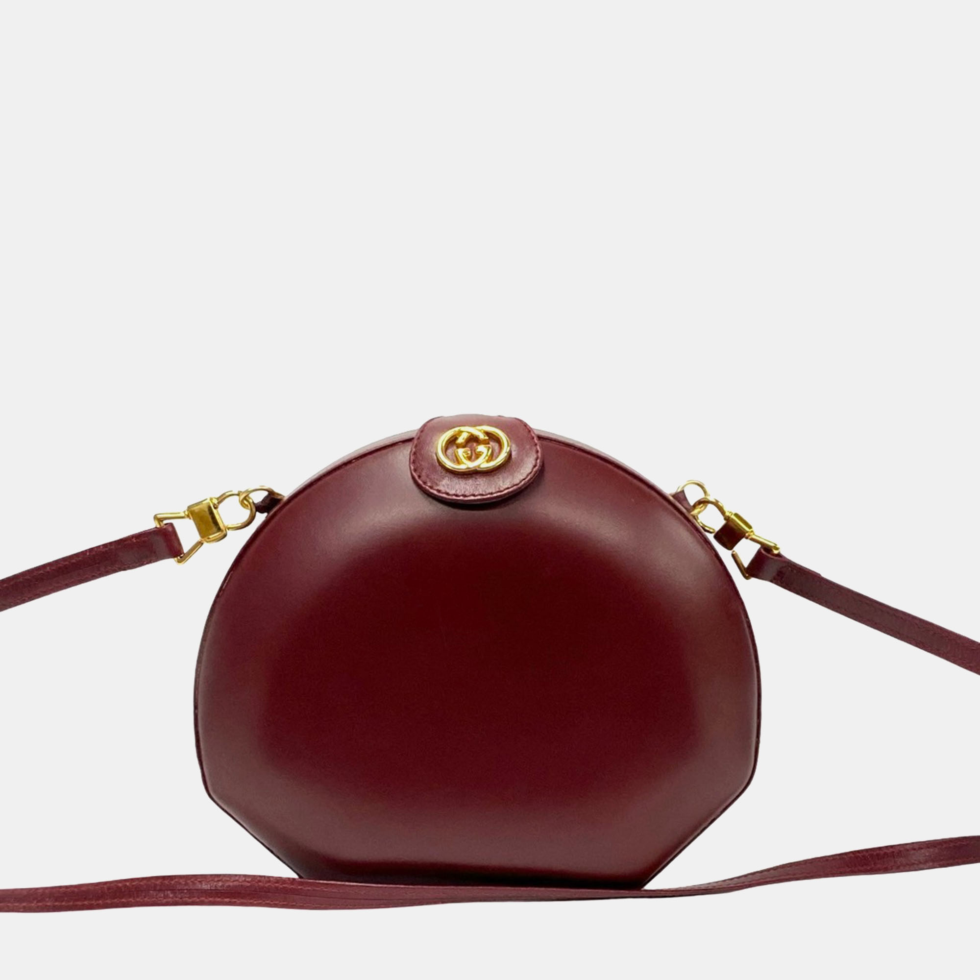 

Gucci Burgundy Leather GG Minaudiere Geometric Crossbody Bag