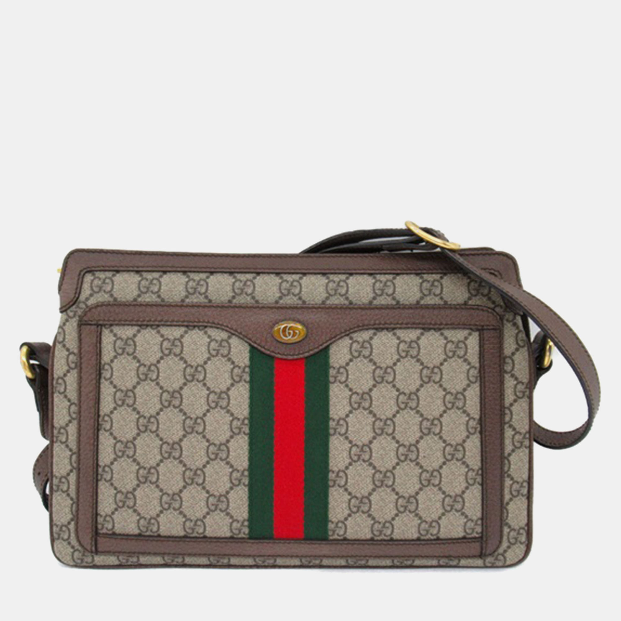 

Gucci Beige New Acero GG Supreme Monogram Web Medium Ophidia Shoulder Bag