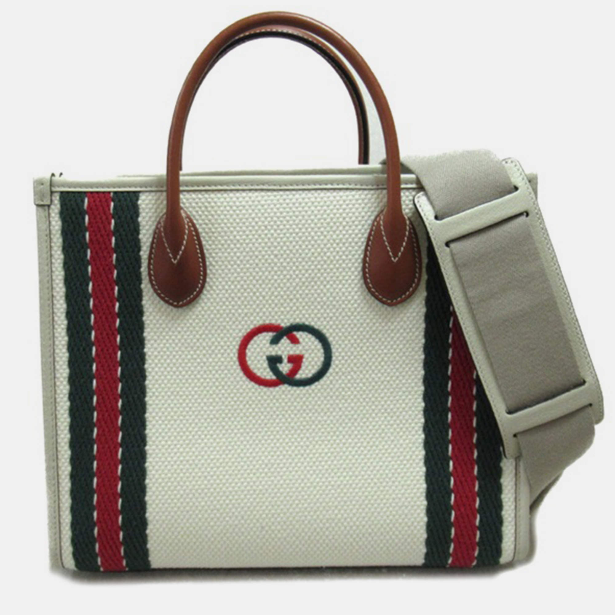 

Gucci White Canvas Interlocking G Small Tote Bag