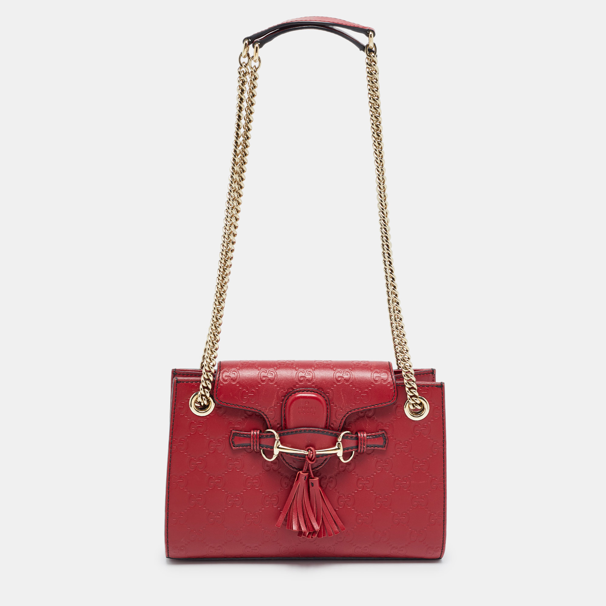 

Gucci Red Guccissima Leather Small Emily Chain Shoulder Bag