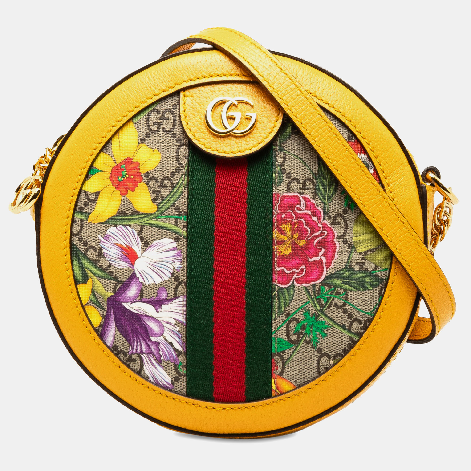 

Gucci GG Supreme Flora Ophidia Round Crossbody, Beige