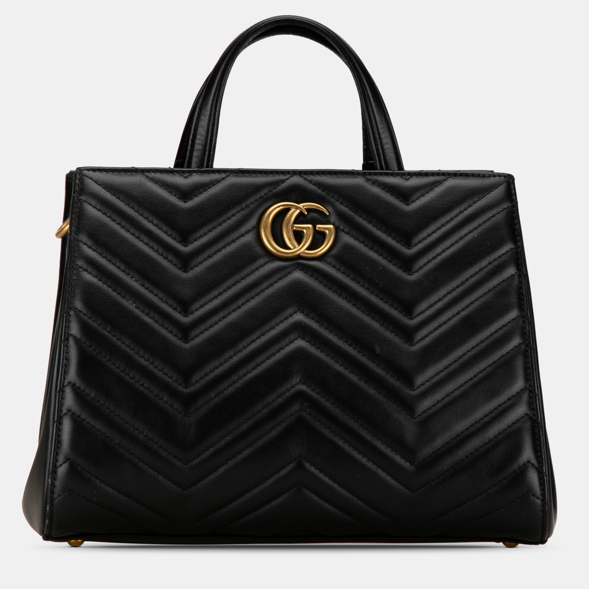 Pre-owned Gucci Small Gg Marmont Matelasse Tote Bag In Black