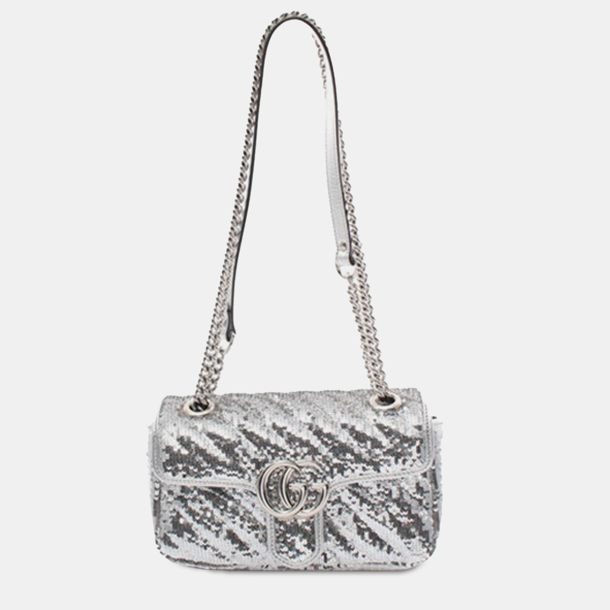 

Gucci Small GG Marmont Sequined Crossbody Bag, Silver