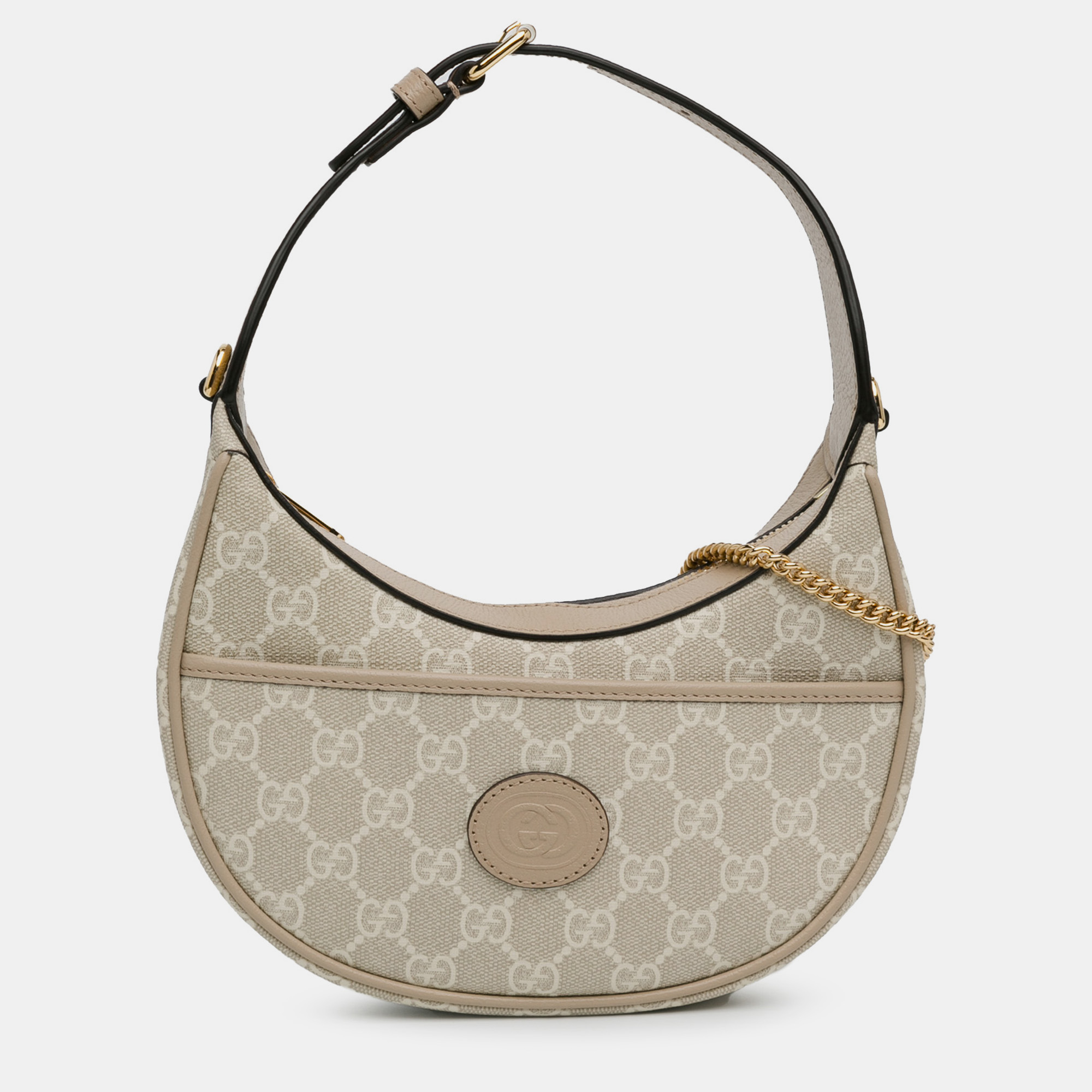 

Gucci Mini GG Supreme Half Moon Bag, Beige