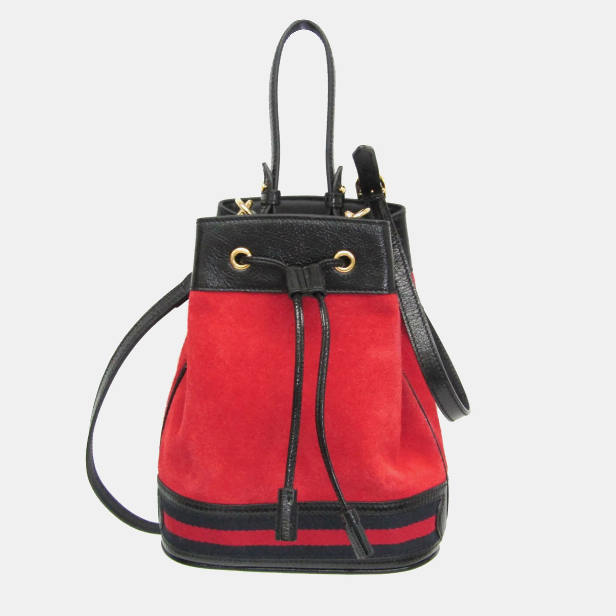 Pre-owned Gucci Red Suede Ophidia Mini Bucket Bag