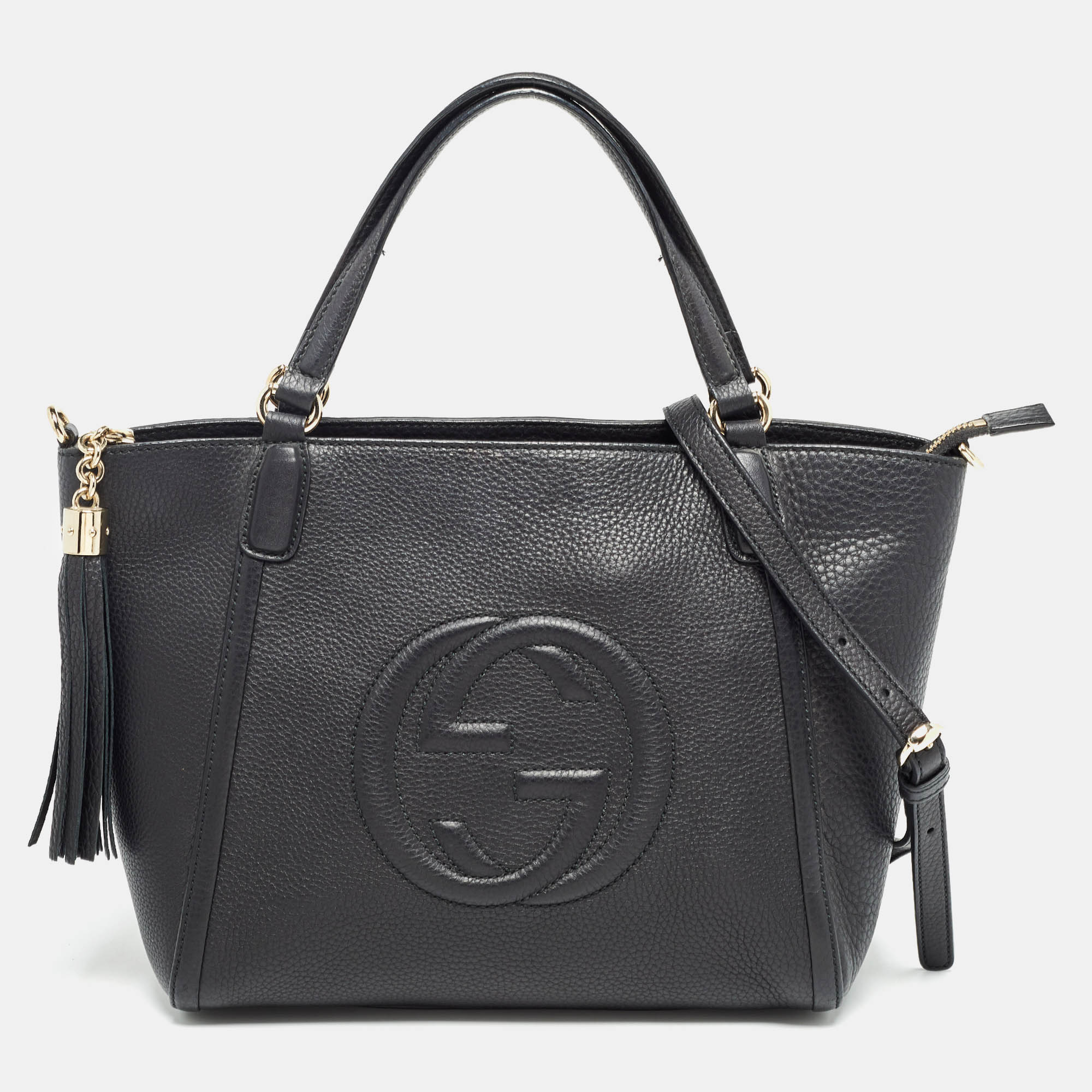 

Gucci Black Leather Small Soho Zipped Tote