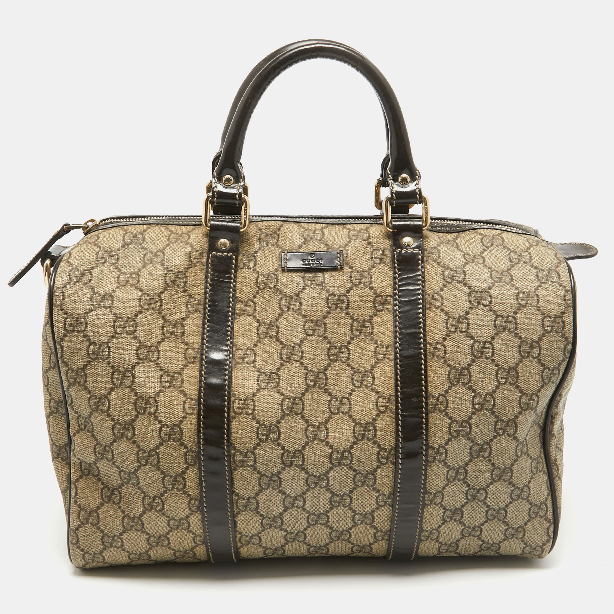 

Gucci Dark Brown/BeigeGG Supreme Canvas  Joy Boston Bag, Beige