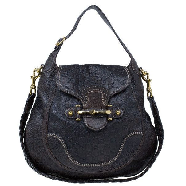 مملوكة مسبقًا Gucci Brown GG Leather Saddle Bag