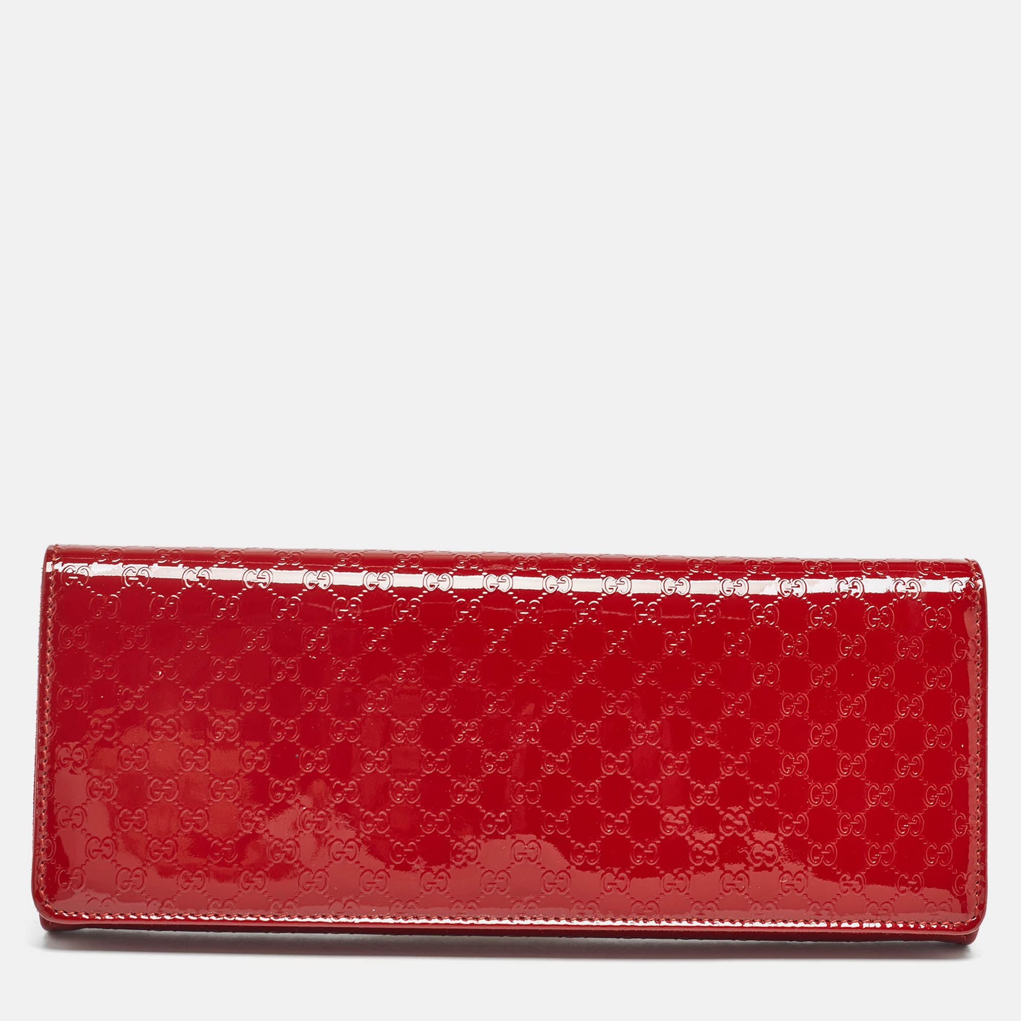 

Gucci Red Microguccissima Patent Leather Broadway Clutch