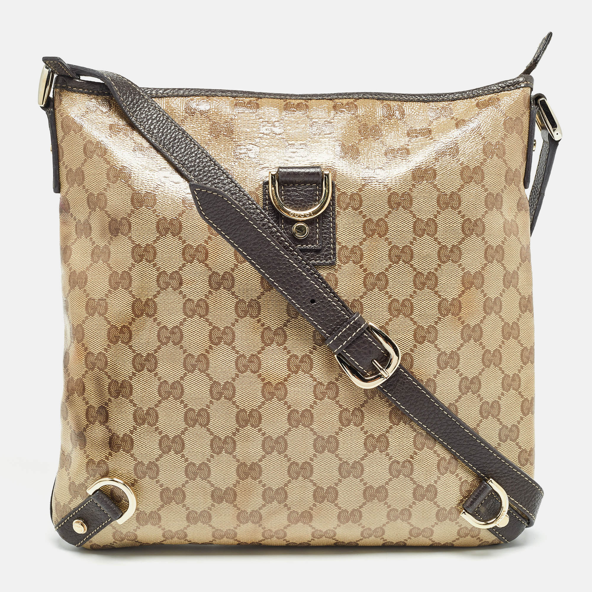 

Gucci Beige GG Crystal Canvas and Leather Abbey Messenger Bag, Brown