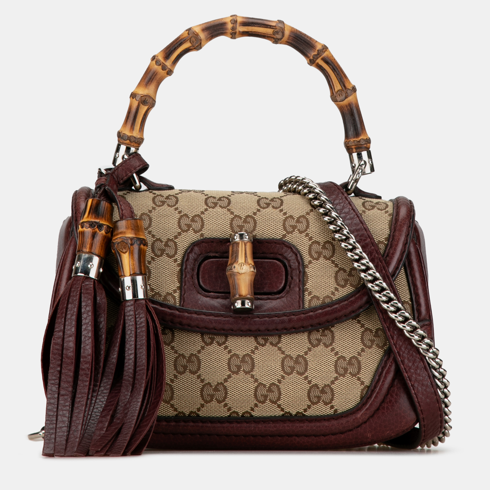 

Gucci GG Canvas Bamboo Night Satchel, Brown