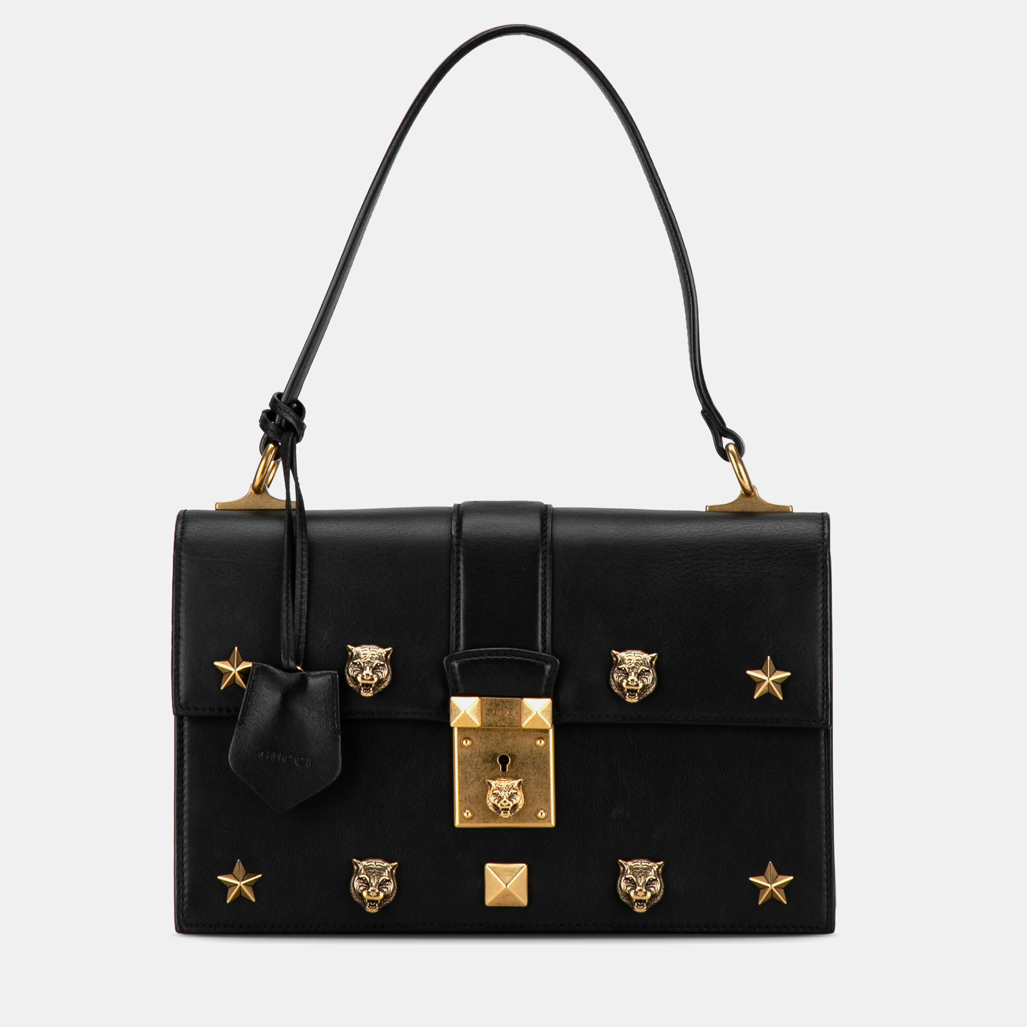 

Gucci Medium Cat Lock Top Handle Bag, Black