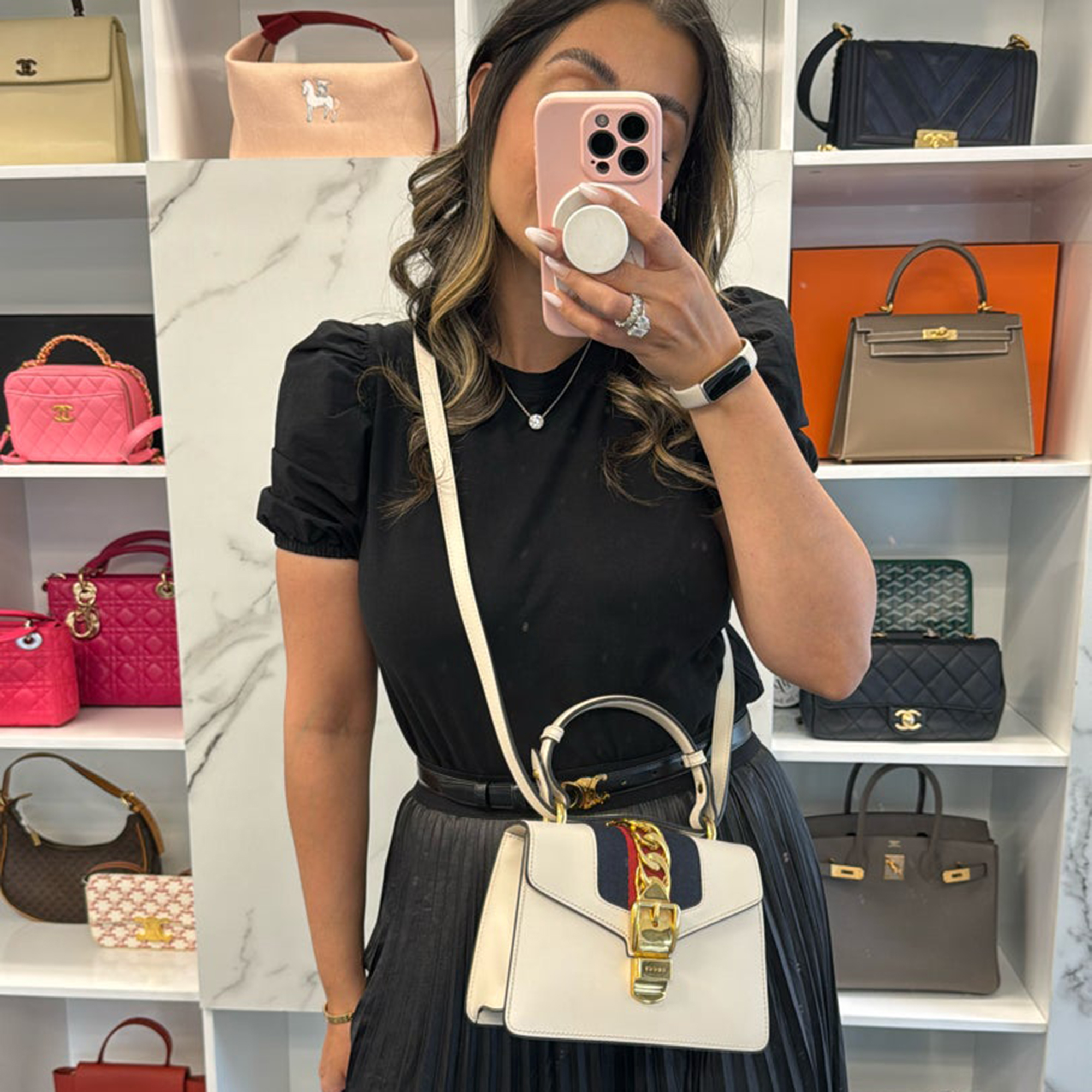 

Gucci White Leather Sylive Bag