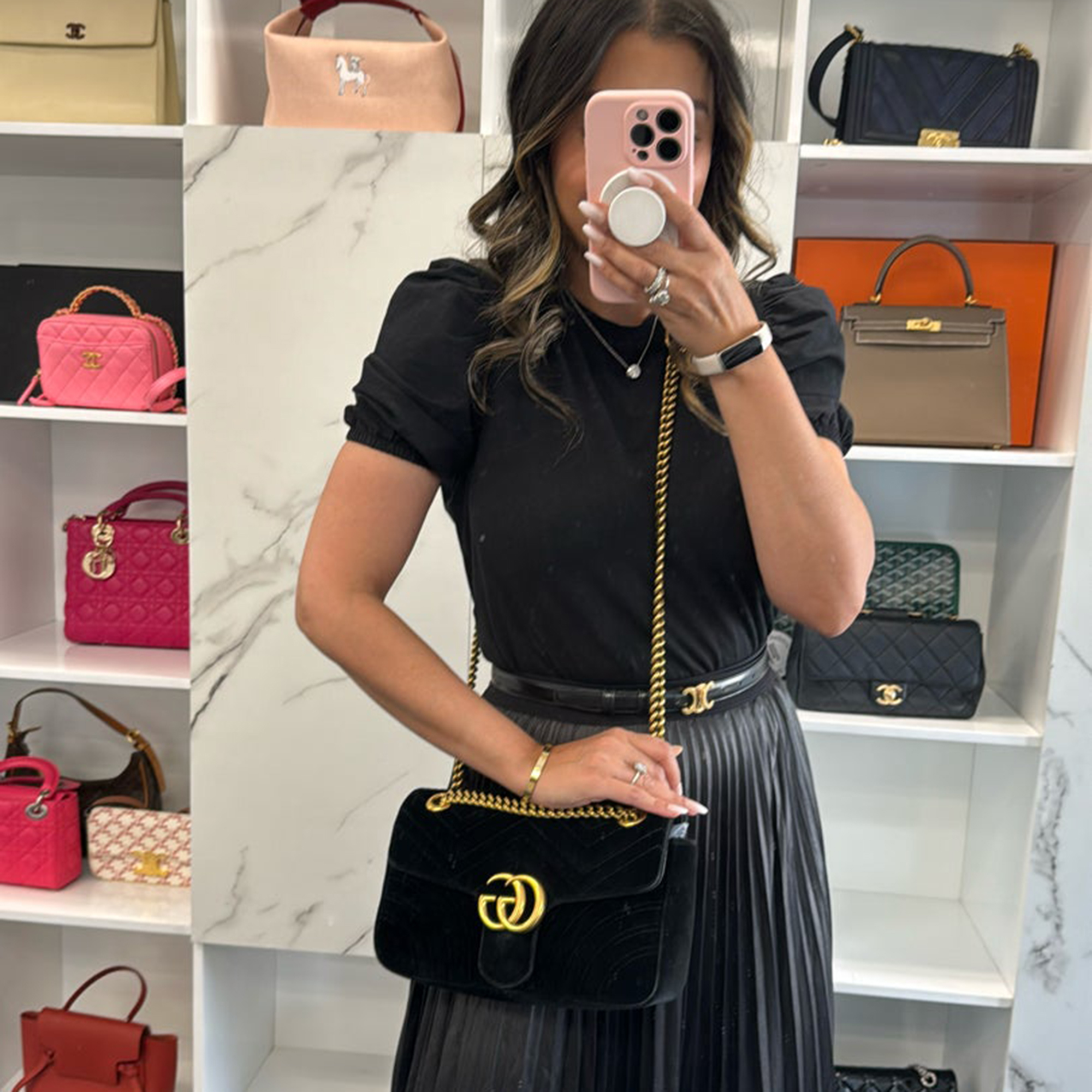 

Gucci Black Velvet Small Marmont Bag