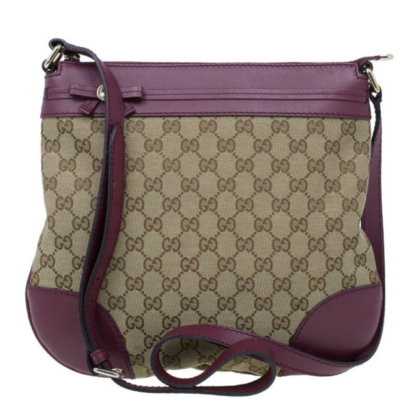 Pre Owned Gucci Monogram Canvas and Leather Trim Shoulder Bag
