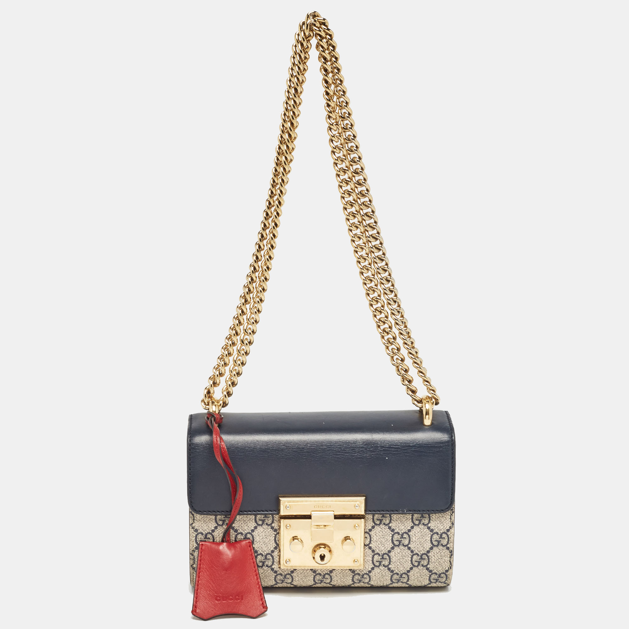 

Gucci Tricolor GG Supreme Canvas and Leather  Padlock Shoulder Bag, Multicolor