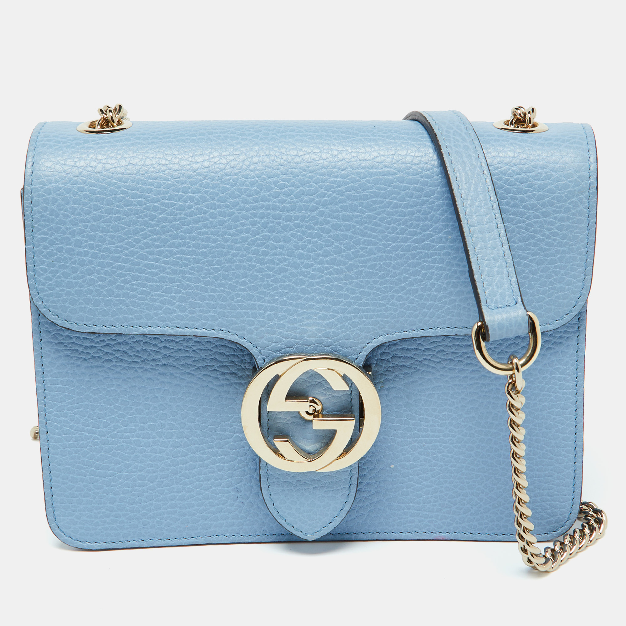 

Gucci Blue Leather Small Interlocking G Shoulder Bag