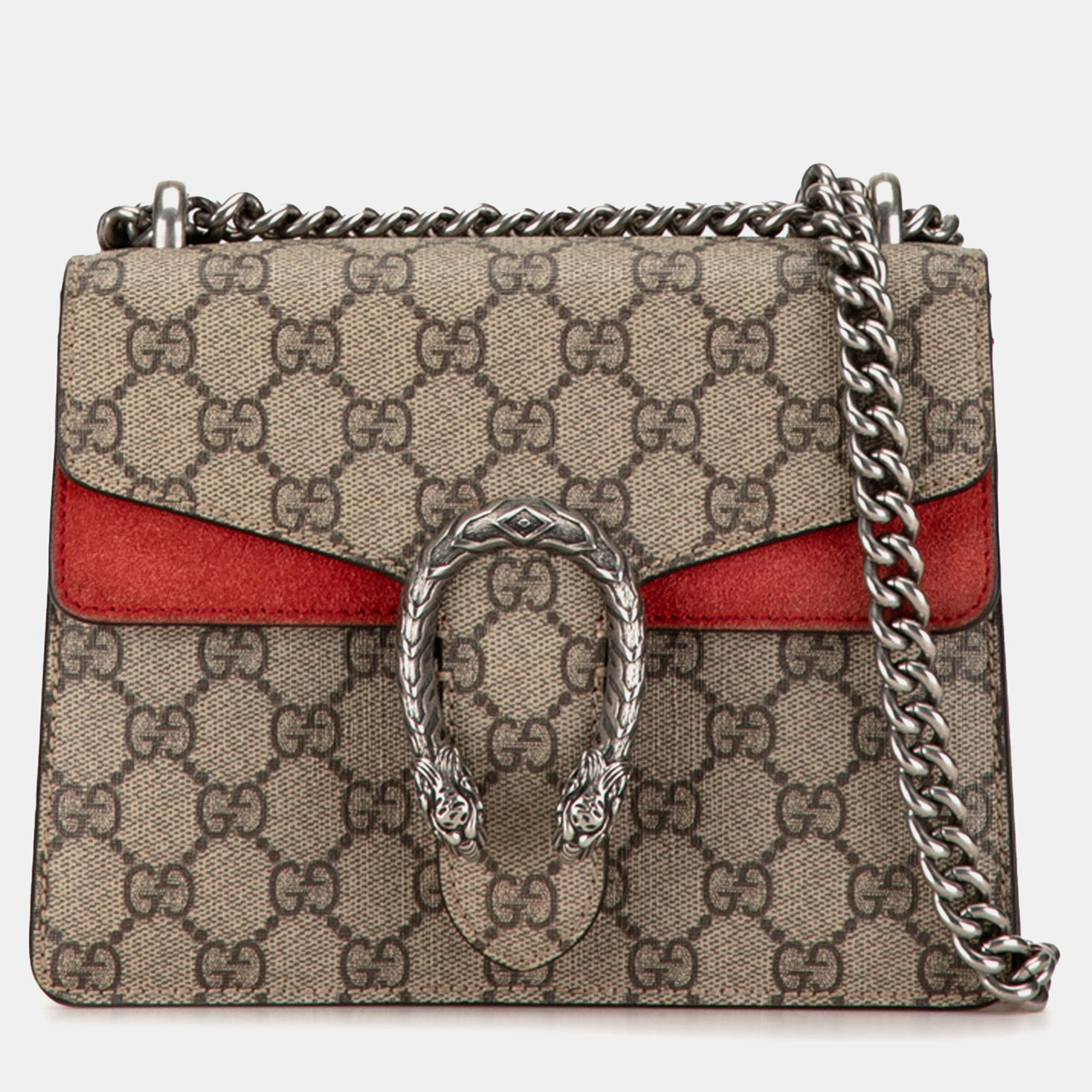 Pre-owned Gucci Mini Gg Supreme Dionysus Crossbody Bag In Beige