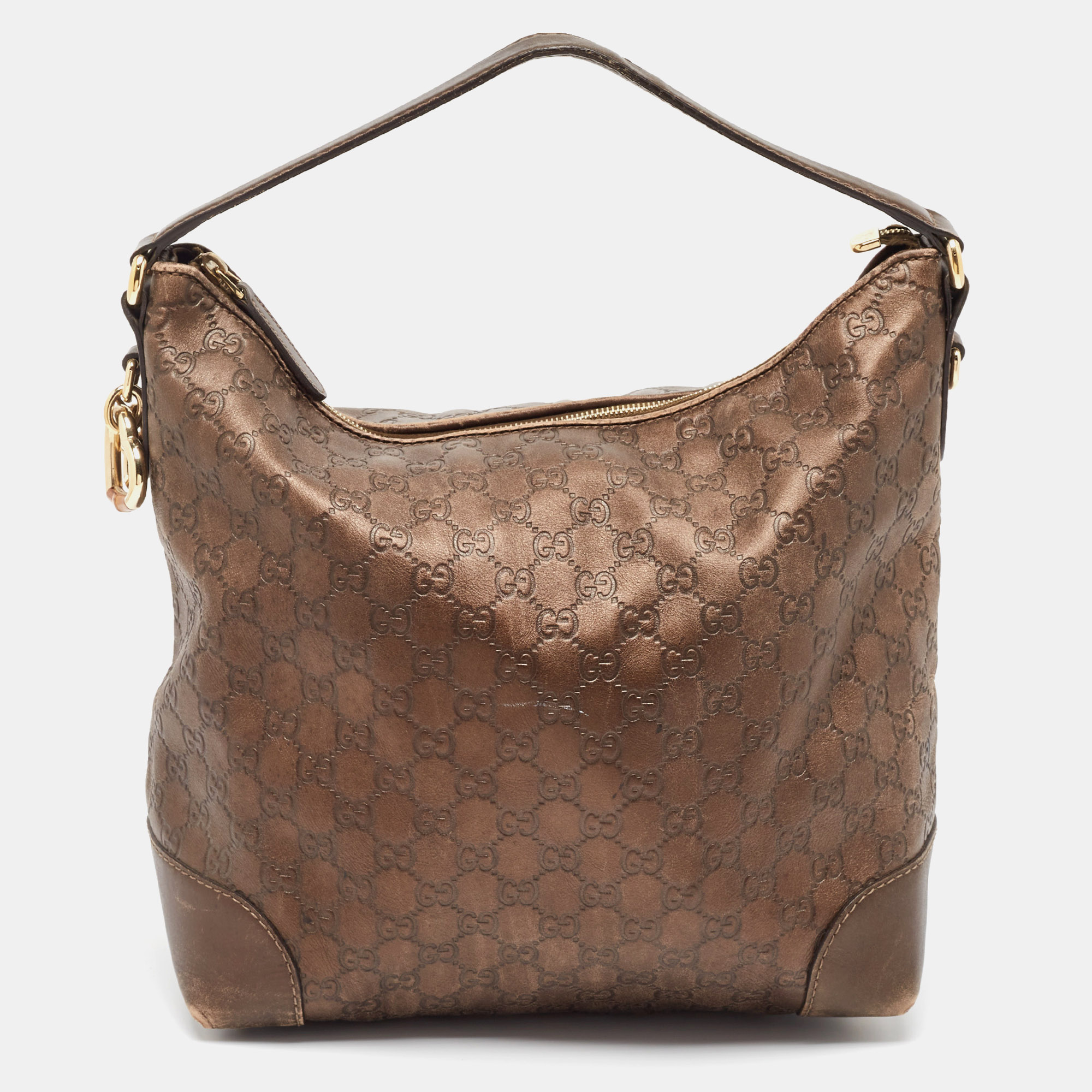 

Gucci Dark Brown Guccissima Leather Heart Bit Charm Hobo