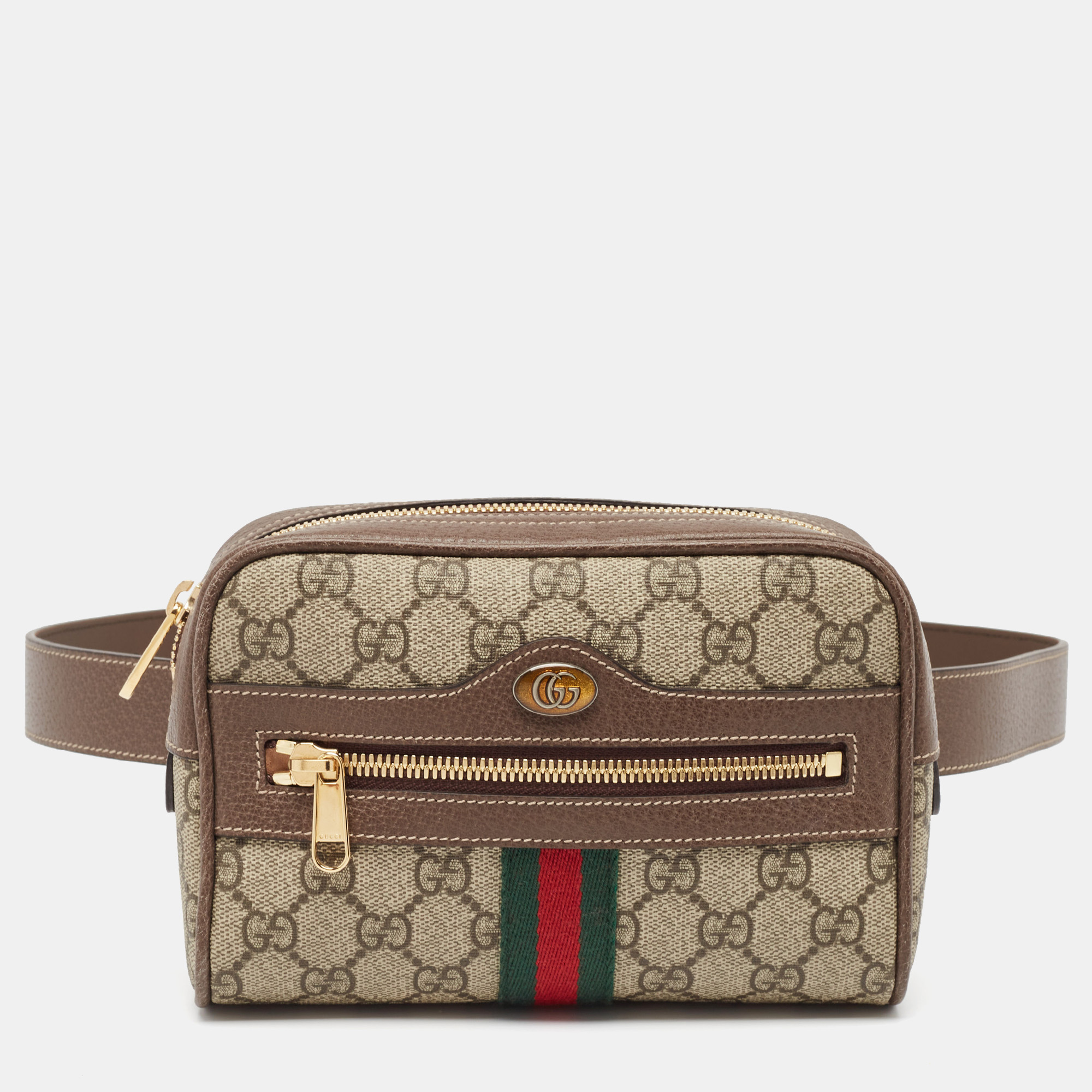 

Gucci Beige/Ebony GG Supreme Canvas and Leather Small Ophidia Belt Bag