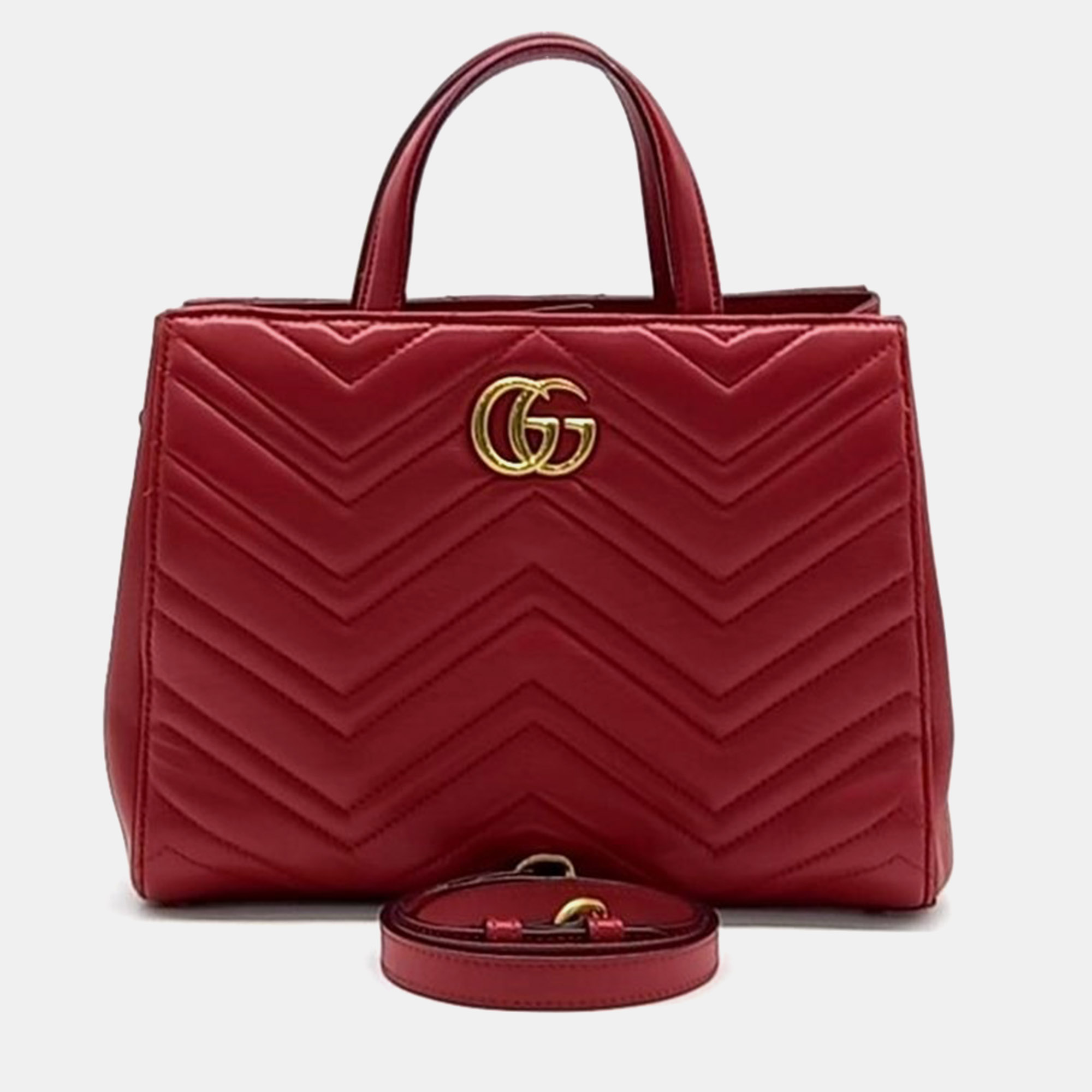 Pre-owned Gucci Marmont Matrace Tote Bag In Red