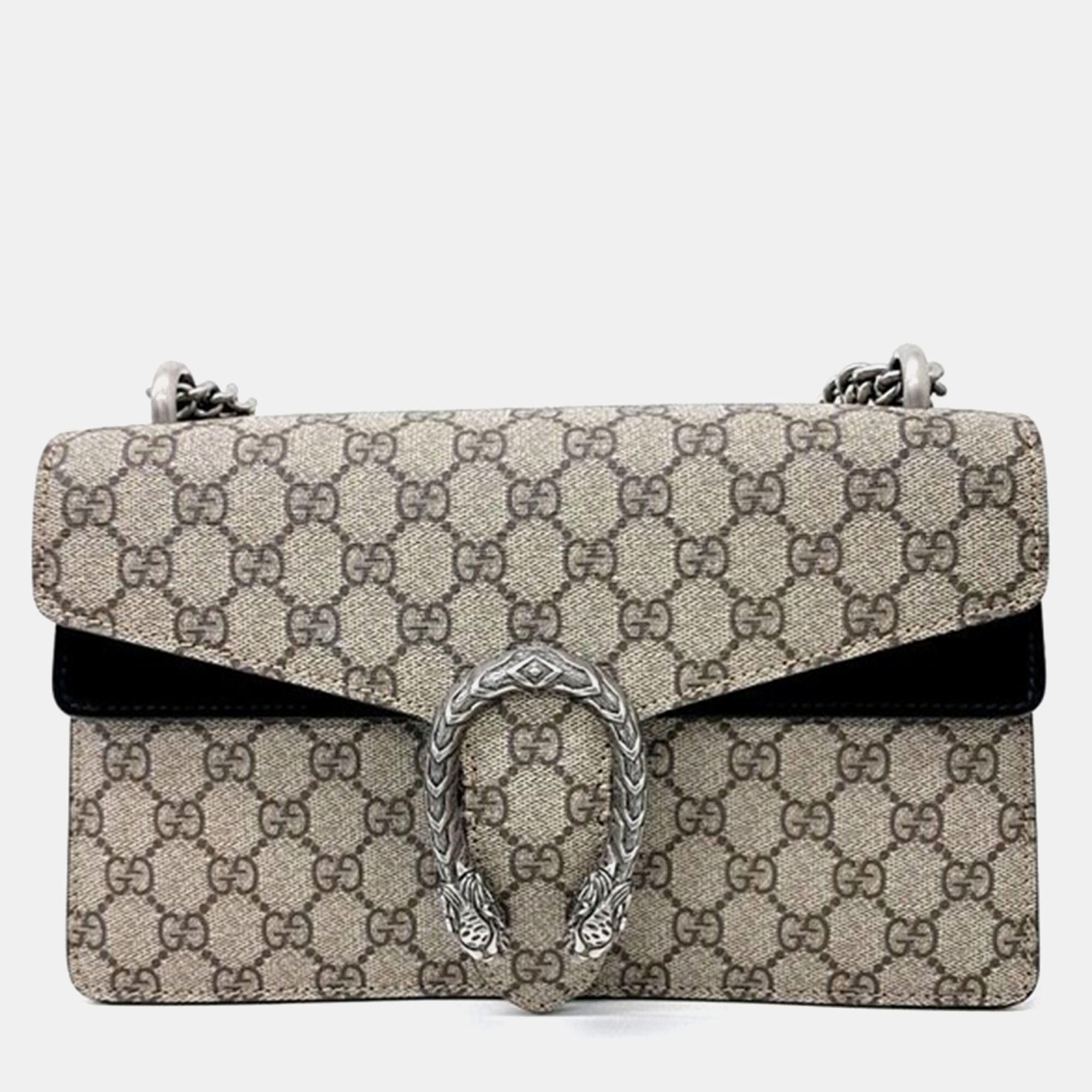 Pre-owned Gucci Dionysus Chain Shoulder Bag In Beige