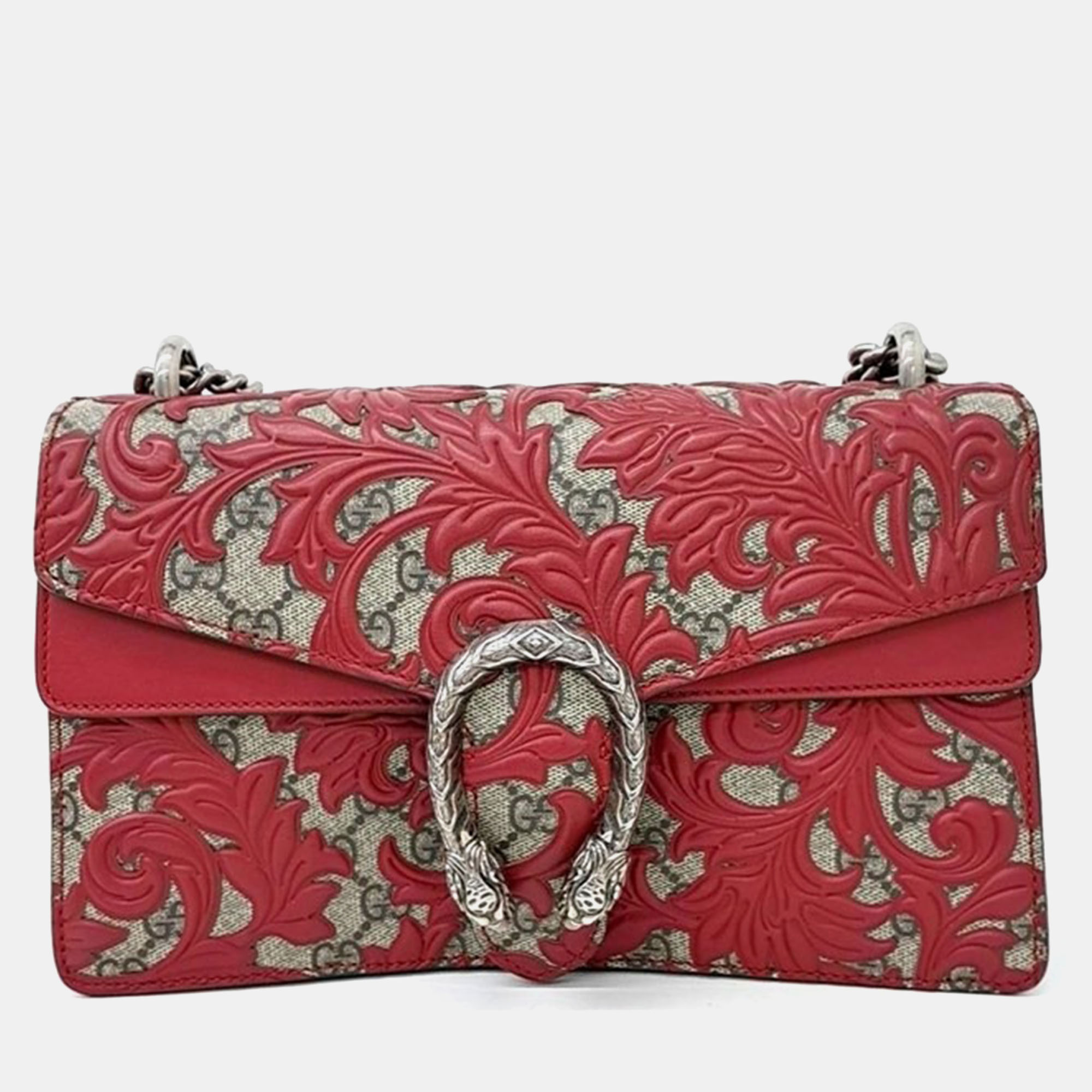 Pre-owned Gucci Arabesque Dionysus Chain Shoulder Bag In Red