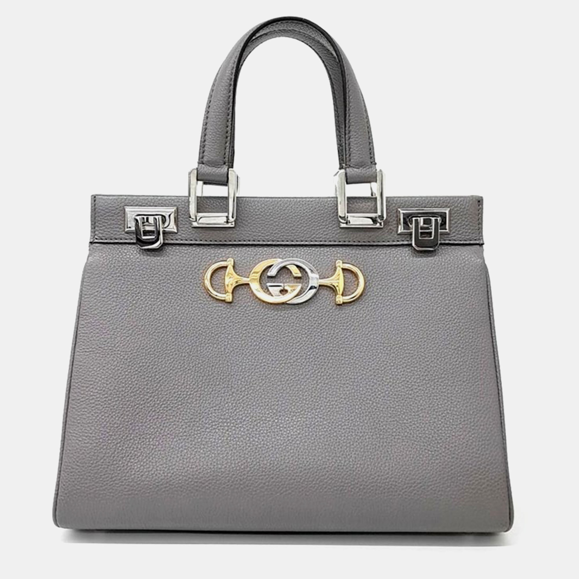 Pre-owned Gucci Zumi Small Top Handle Bag In Grey