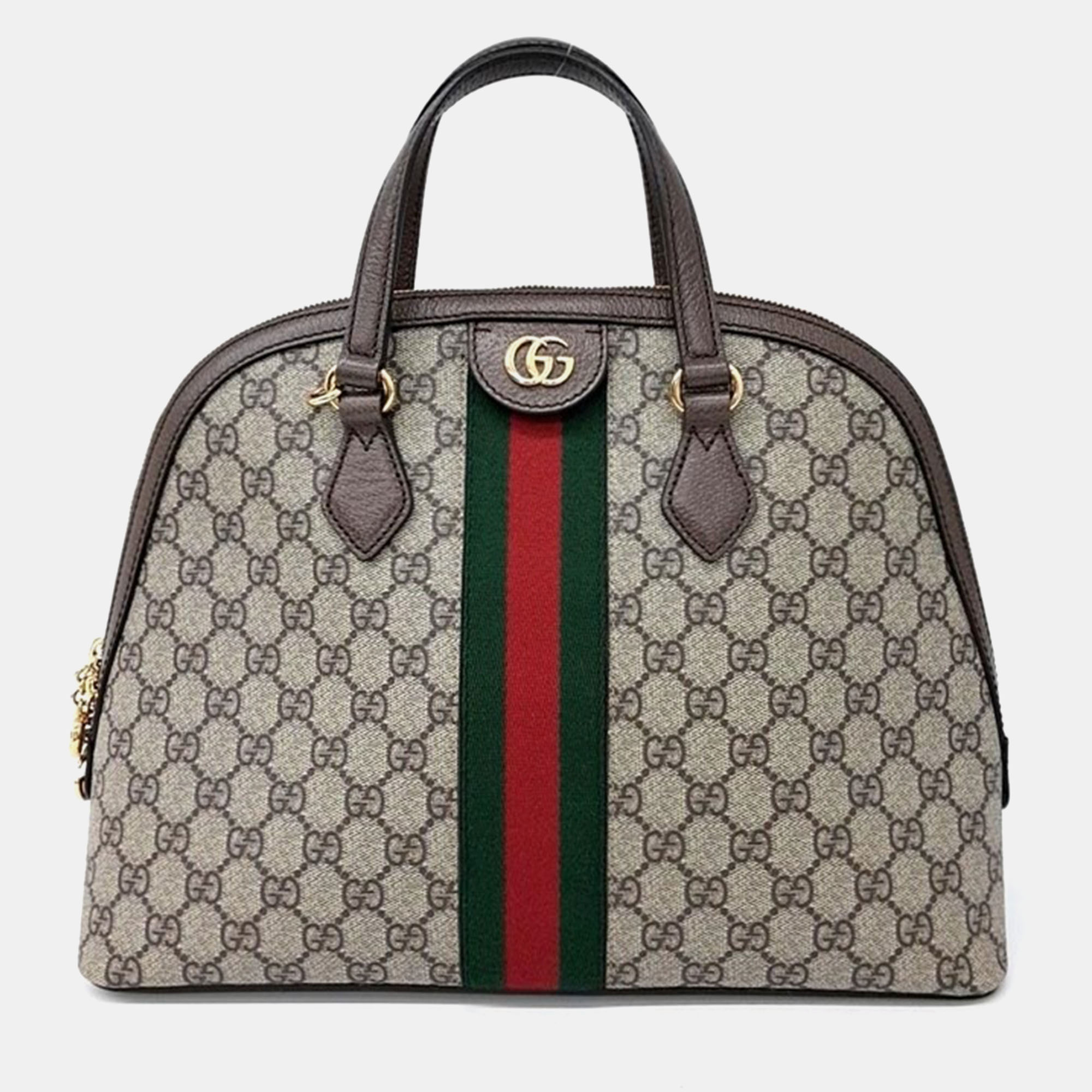 Pre-owned Gucci Ophidia Medium Top Handle Bag In Beige