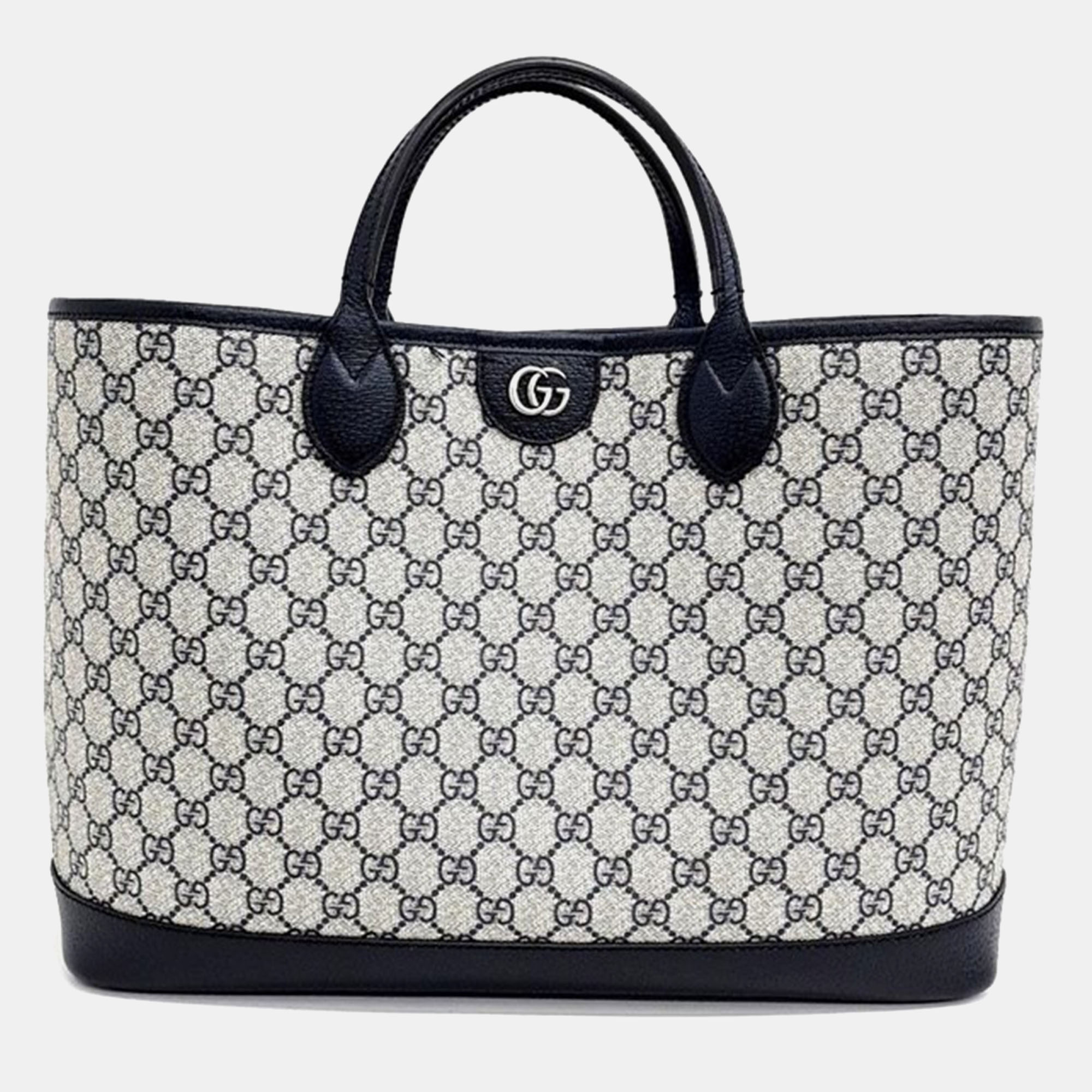 Pre-owned Gucci Ophidia Medium Tote Bag In Beige