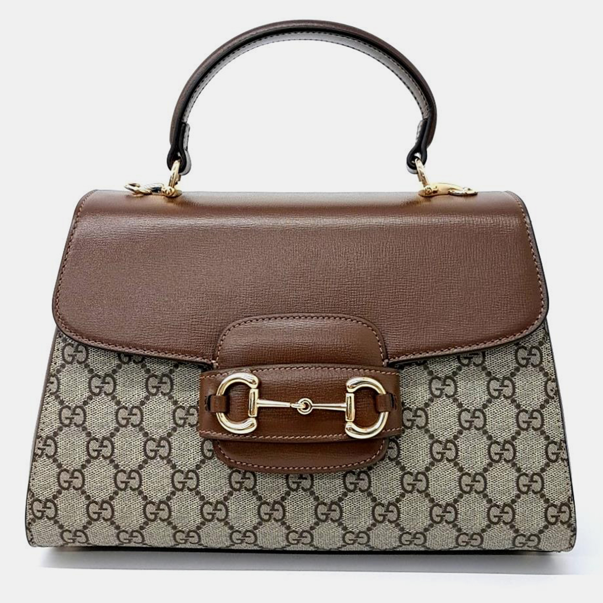 Pre-owned Gucci Horsebit 1955 Tote And Shoulder Bag In Beige