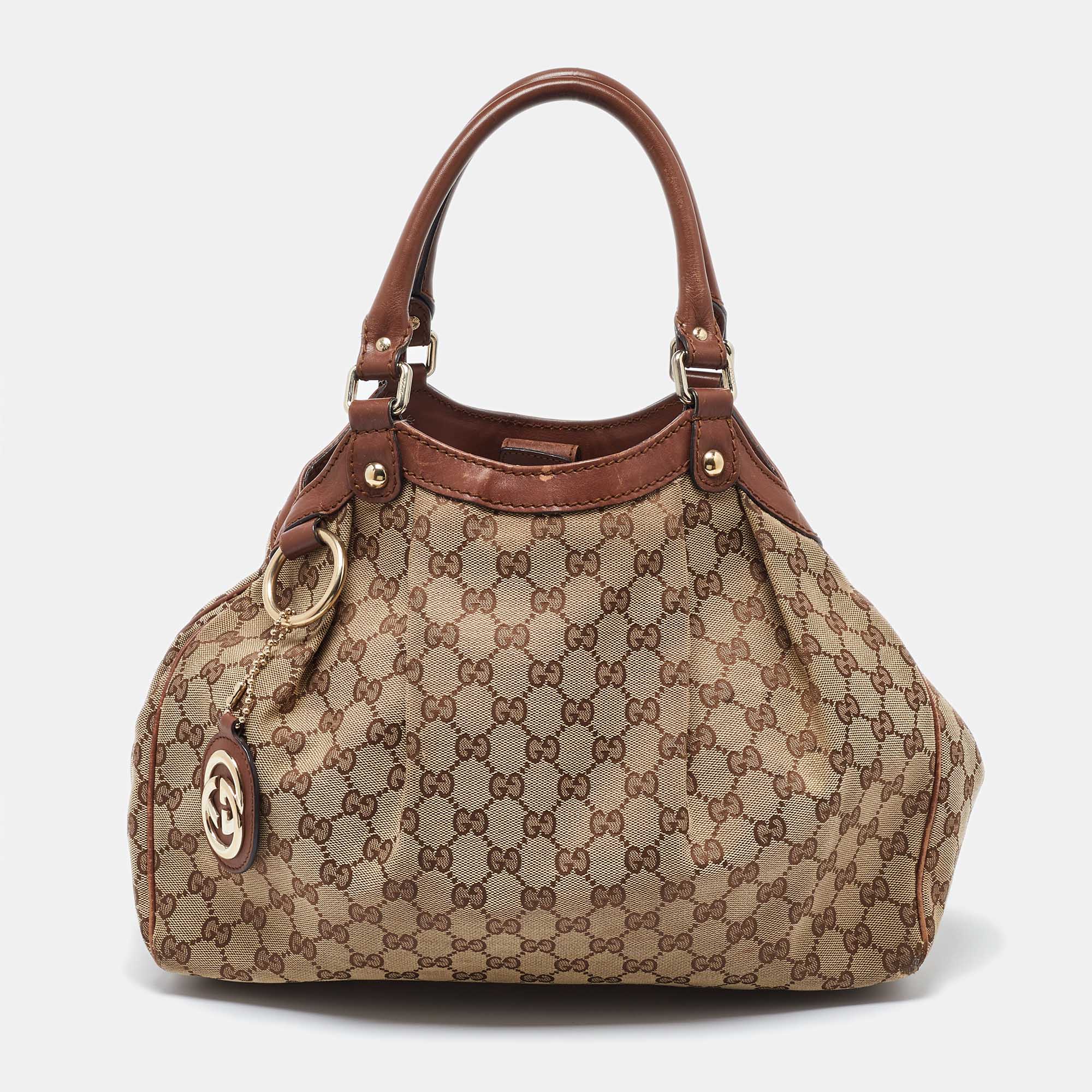 

Gucci Beige/Brown GG Canvas and Leather Medium Sukey Tote