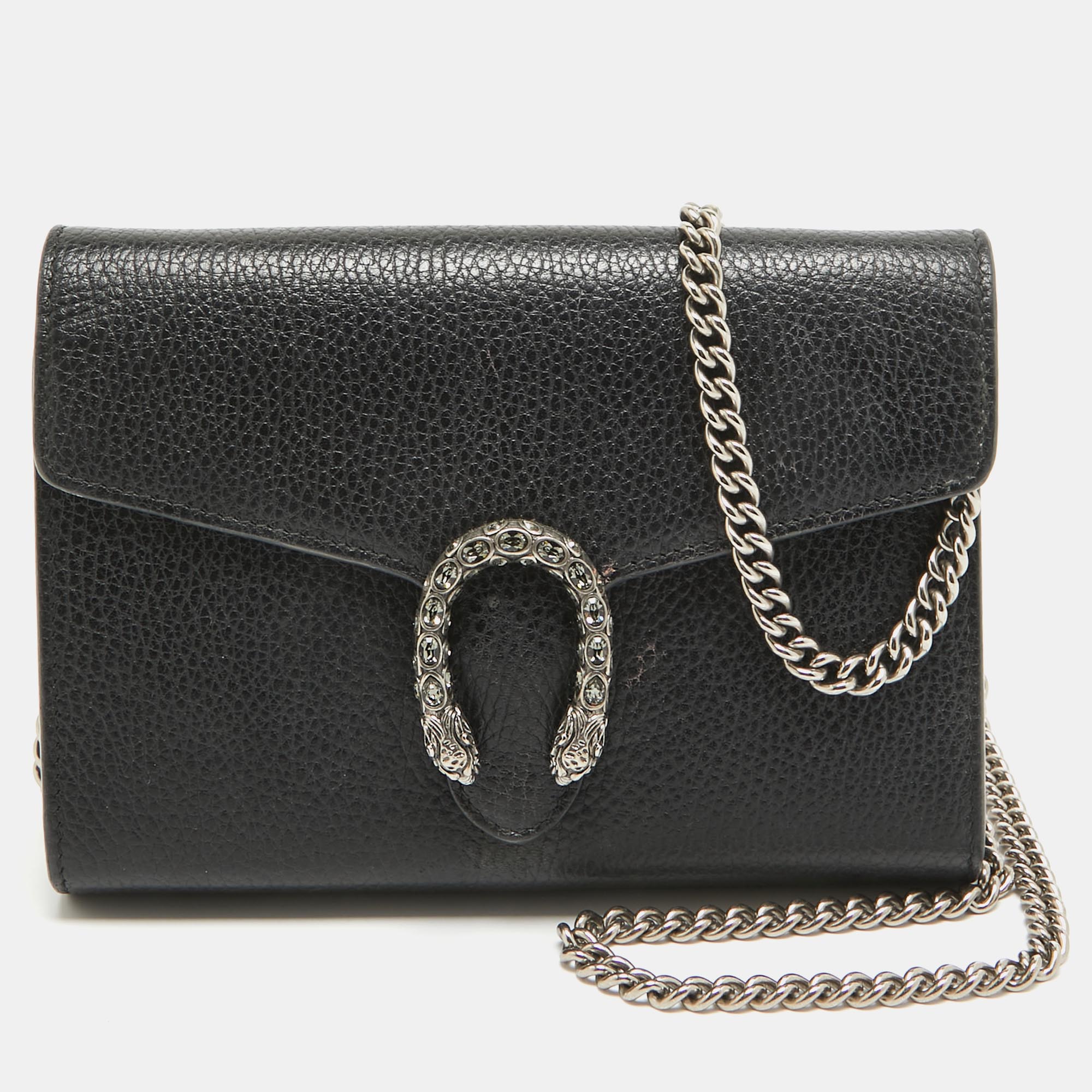 

Gucci Black Leather Mini Dionysus Wallet On Chain