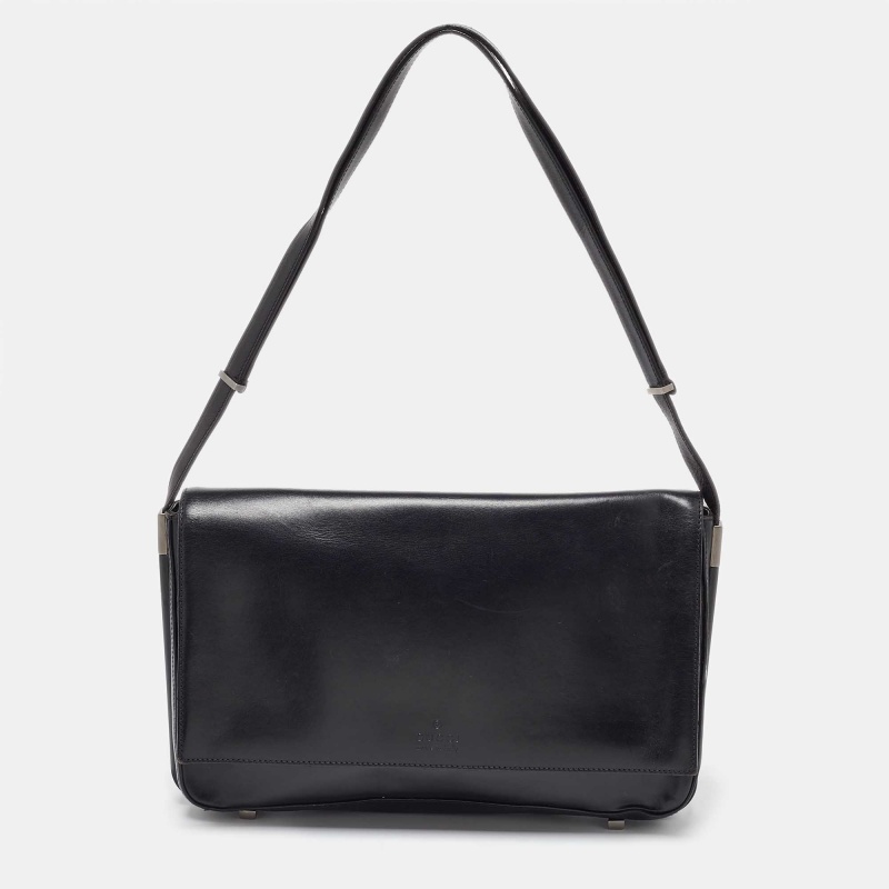 

Gucci Black Leather Flap Shoulder Bag