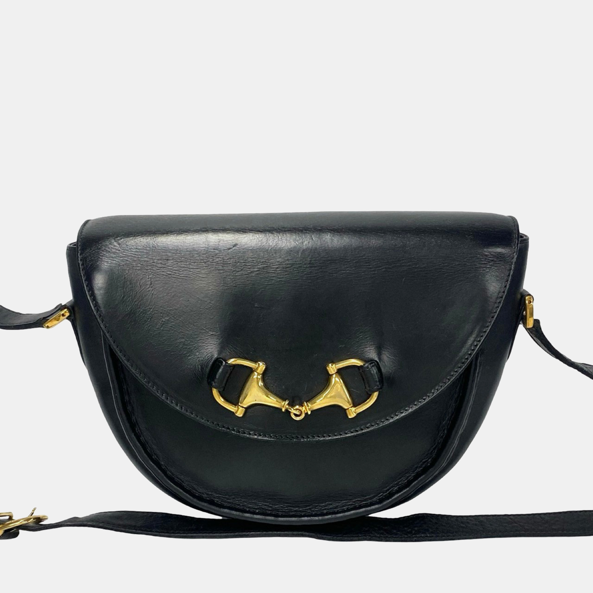 

Gucci Black Leather Vintage Horsebit Shoulder Bag