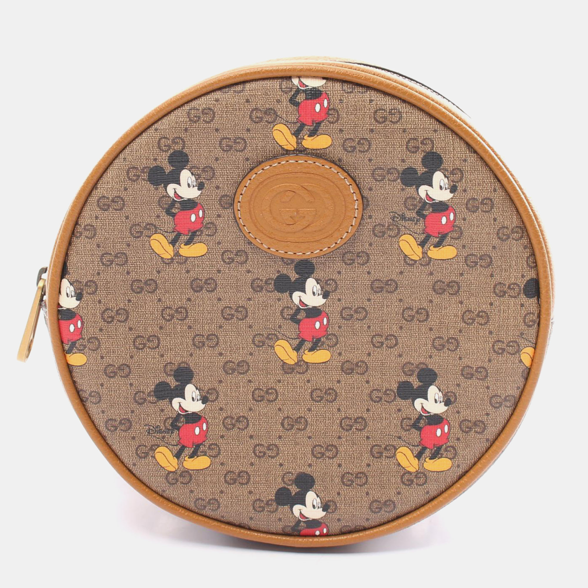 Pre-owned Gucci X Disney Gg Supreme Round Backpack In Brown