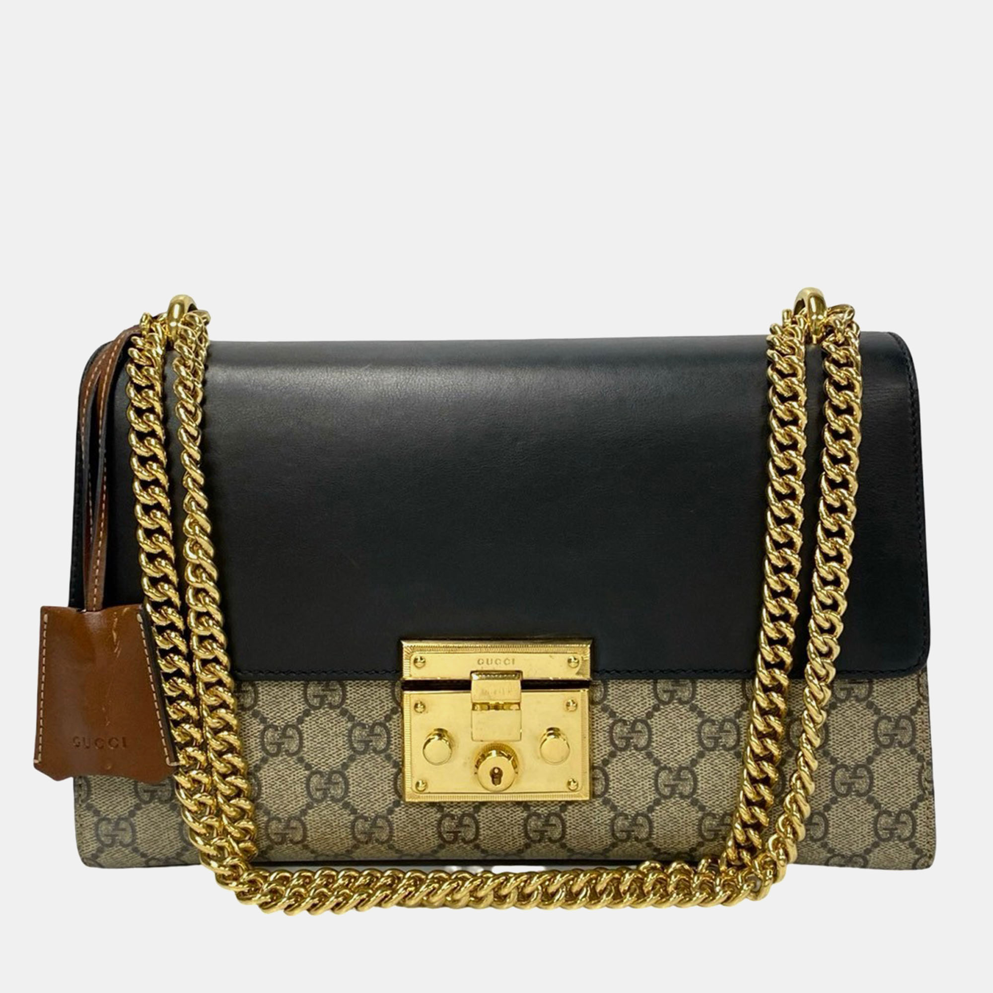 

Gucci Beige/Black Leather Padlock Medium Shoulder Bag