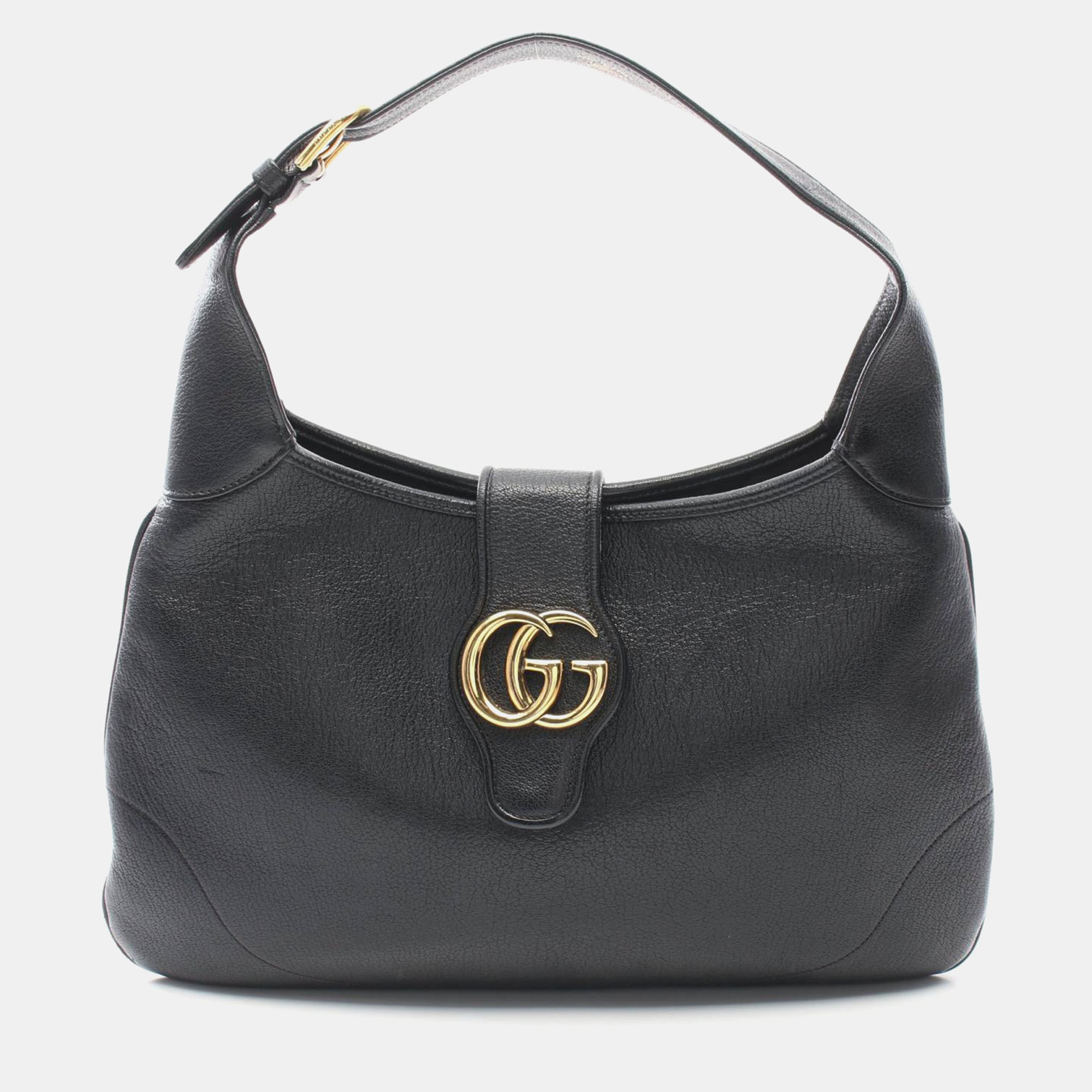 Pre-owned Gucci Black Leather Medium Aphrodite Shoulder Bag