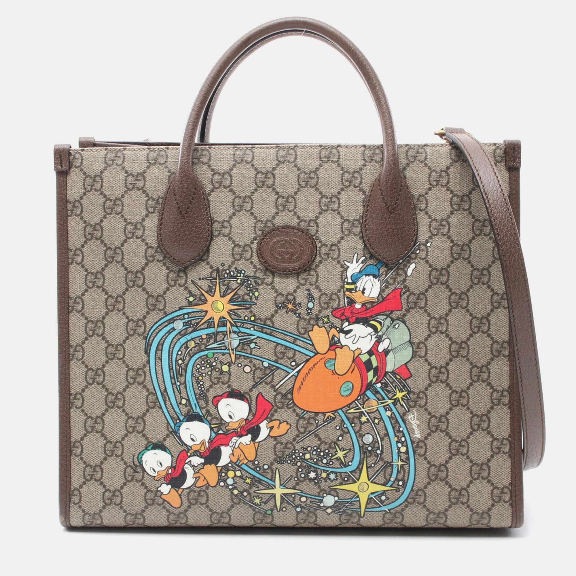 

Gucci Brown Canvas GG Supreme Donald Duck Tote Bag