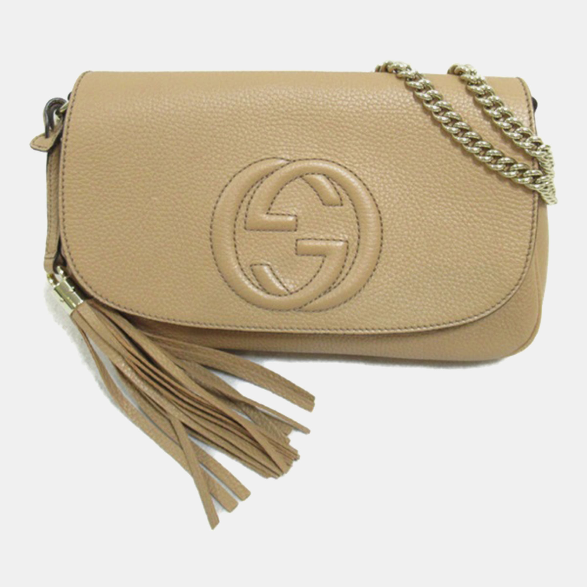 Pre-owned Gucci Beige Leather Medium Soho Shoulder Bag