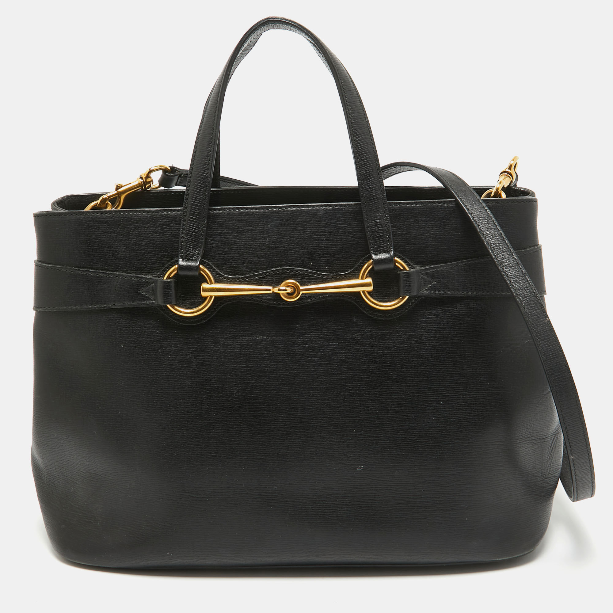 

Gucci Black Leather Medium Bright Bit Tote