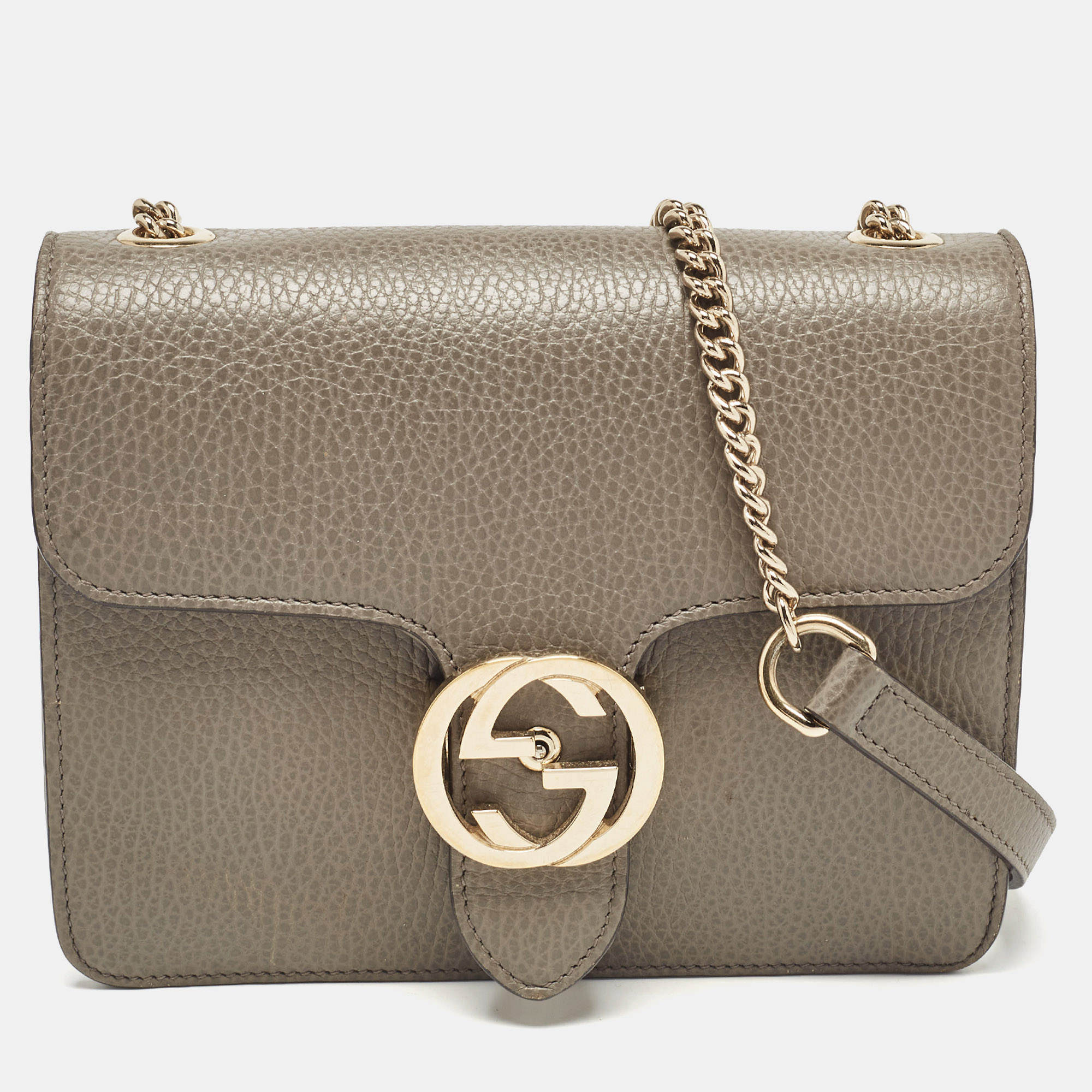 

Gucci Grey Leather Small Dollar Interlocking G Crossbody Bag