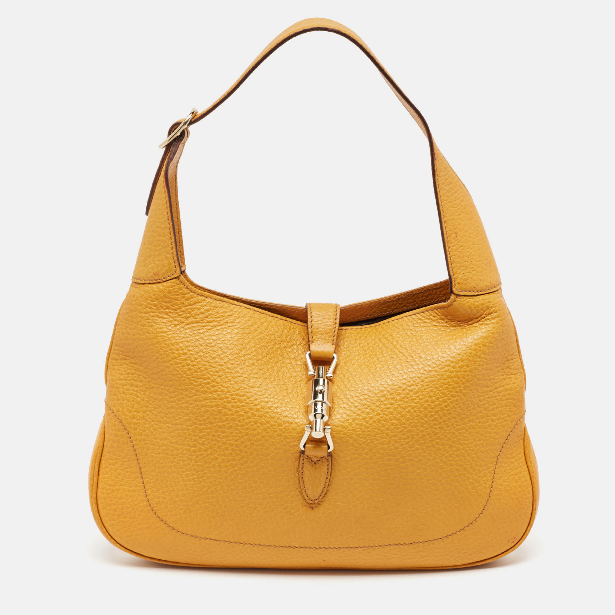 Pre-owned Gucci Yellow Leather Jackie Hobo