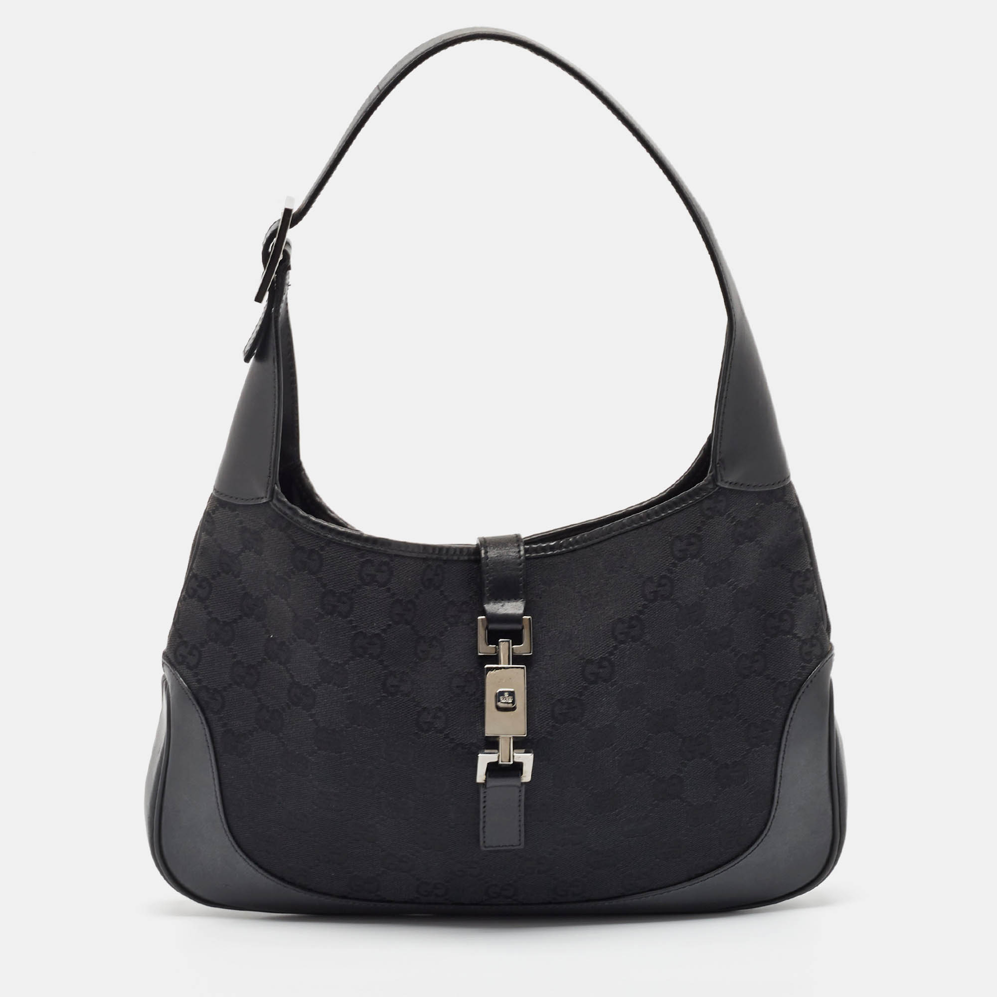 

Gucci Black GG Canvas and Leather Jackie O Hobo