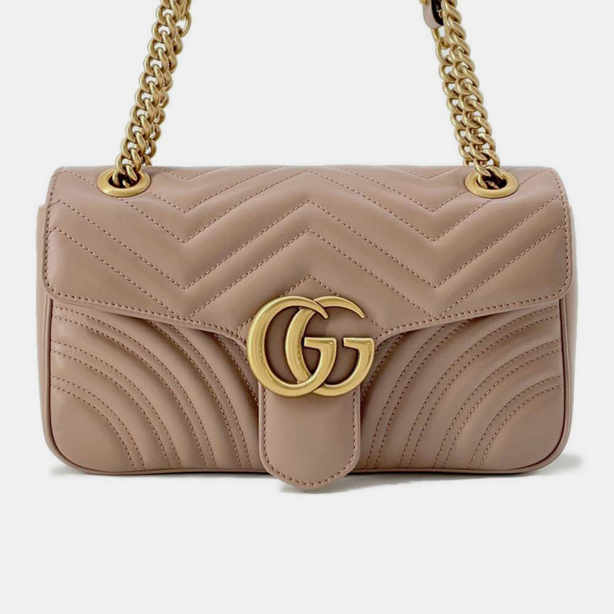 

Gucci Jasmin Flower Leather  GG Marmont Shoulder Bag, Brown