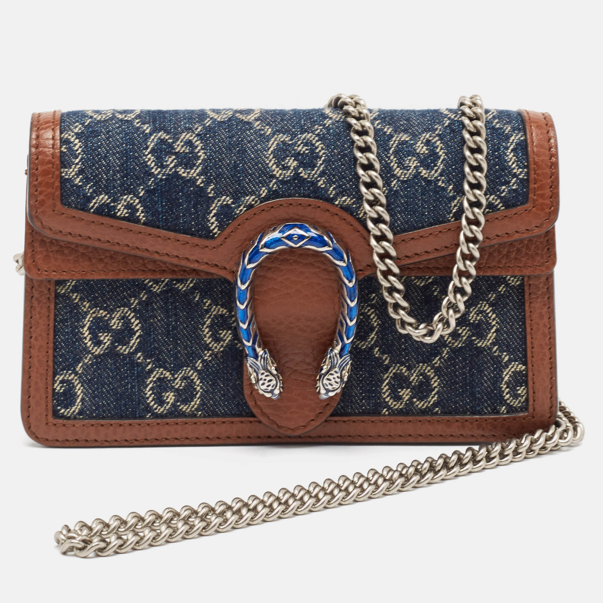 

Gucci Blue/Brown GG Denim and Leather Super Mini Dionysus Shoulder Bag