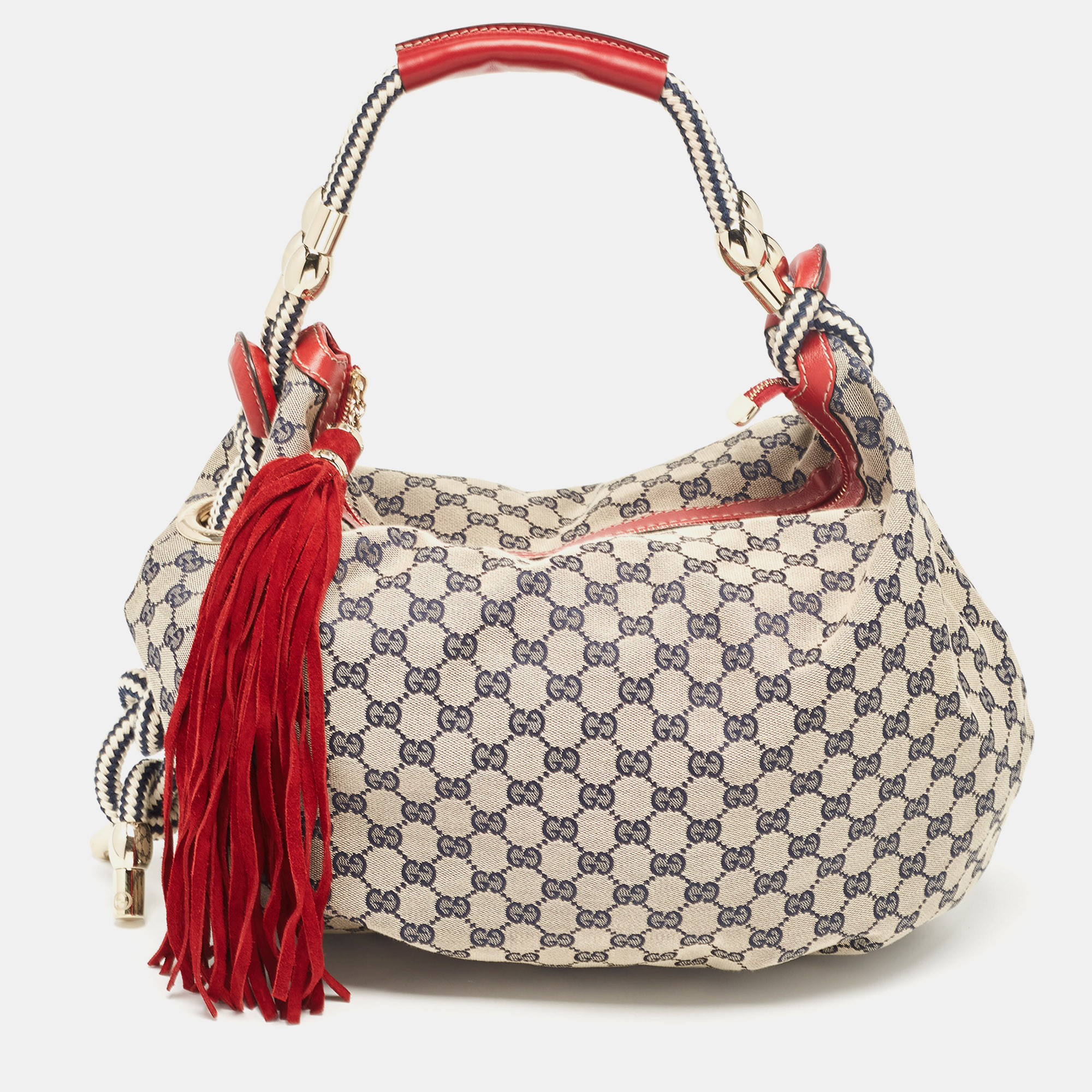 

Gucci Red/Blue GG Canvas and Leather Acapulco Hobo