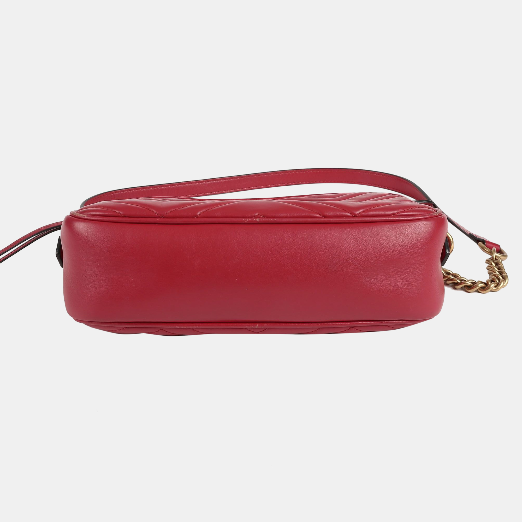 Gucci Red Leather Small GG Marmont Shoulder Bags 