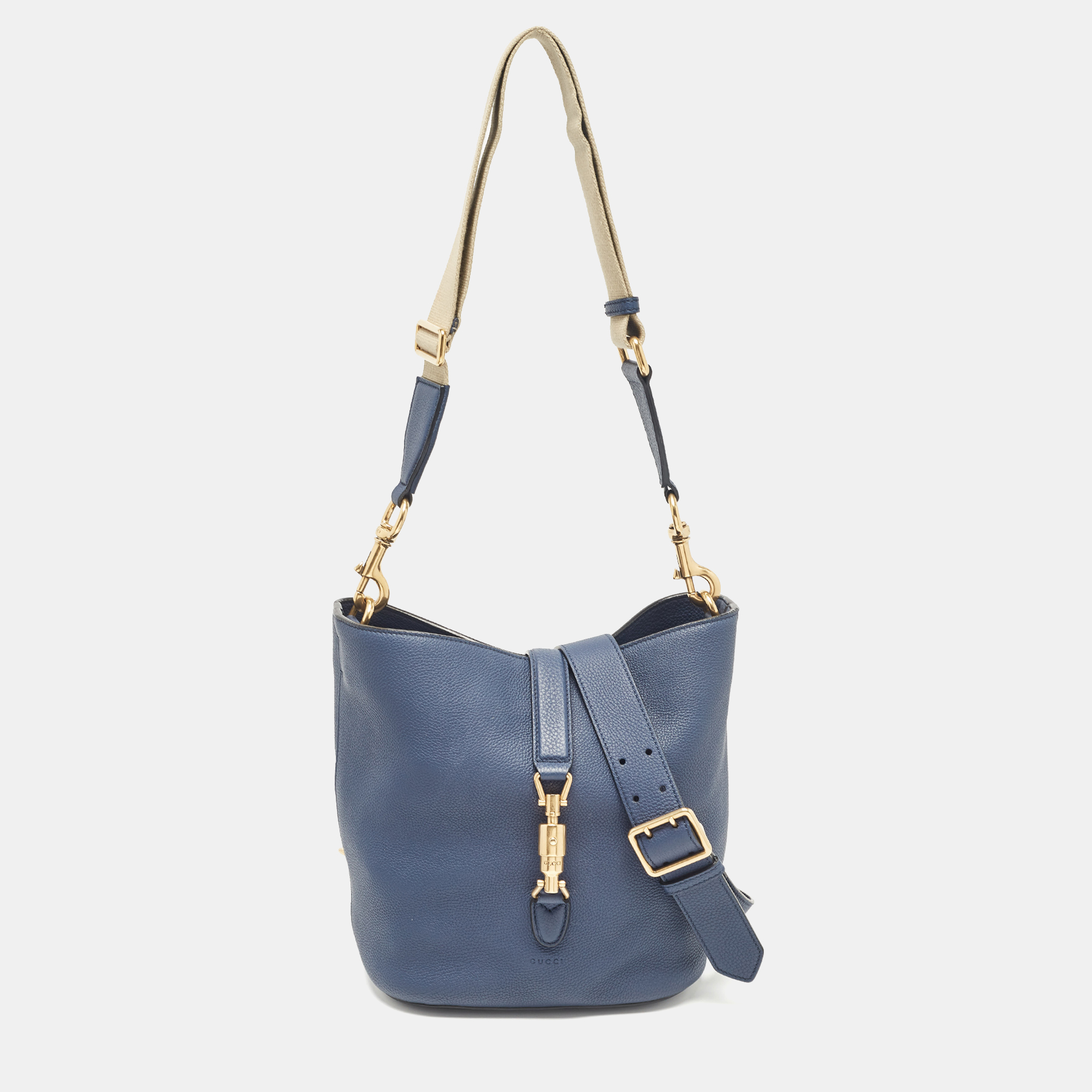 

Gucci Navy Blue Leather  Jackie Bucket Bag