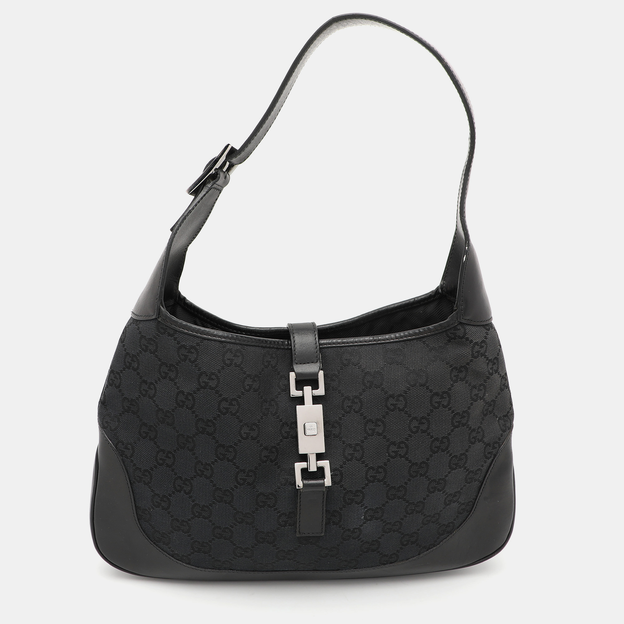 

Gucci Black GG Canvas and Leather Jackie Hobo